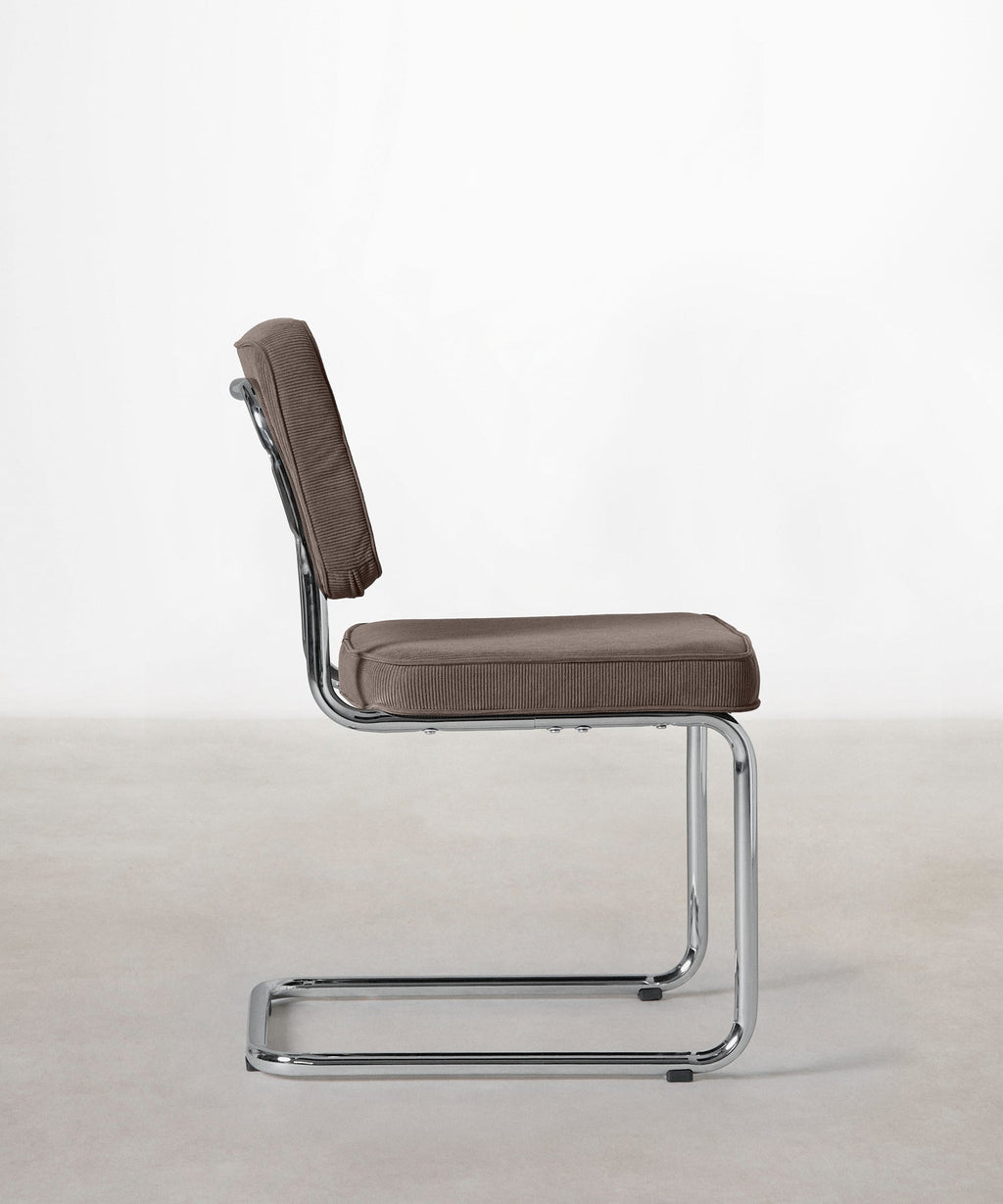 Chaise de salle à manger en tissu velours côtelé et métal Anela