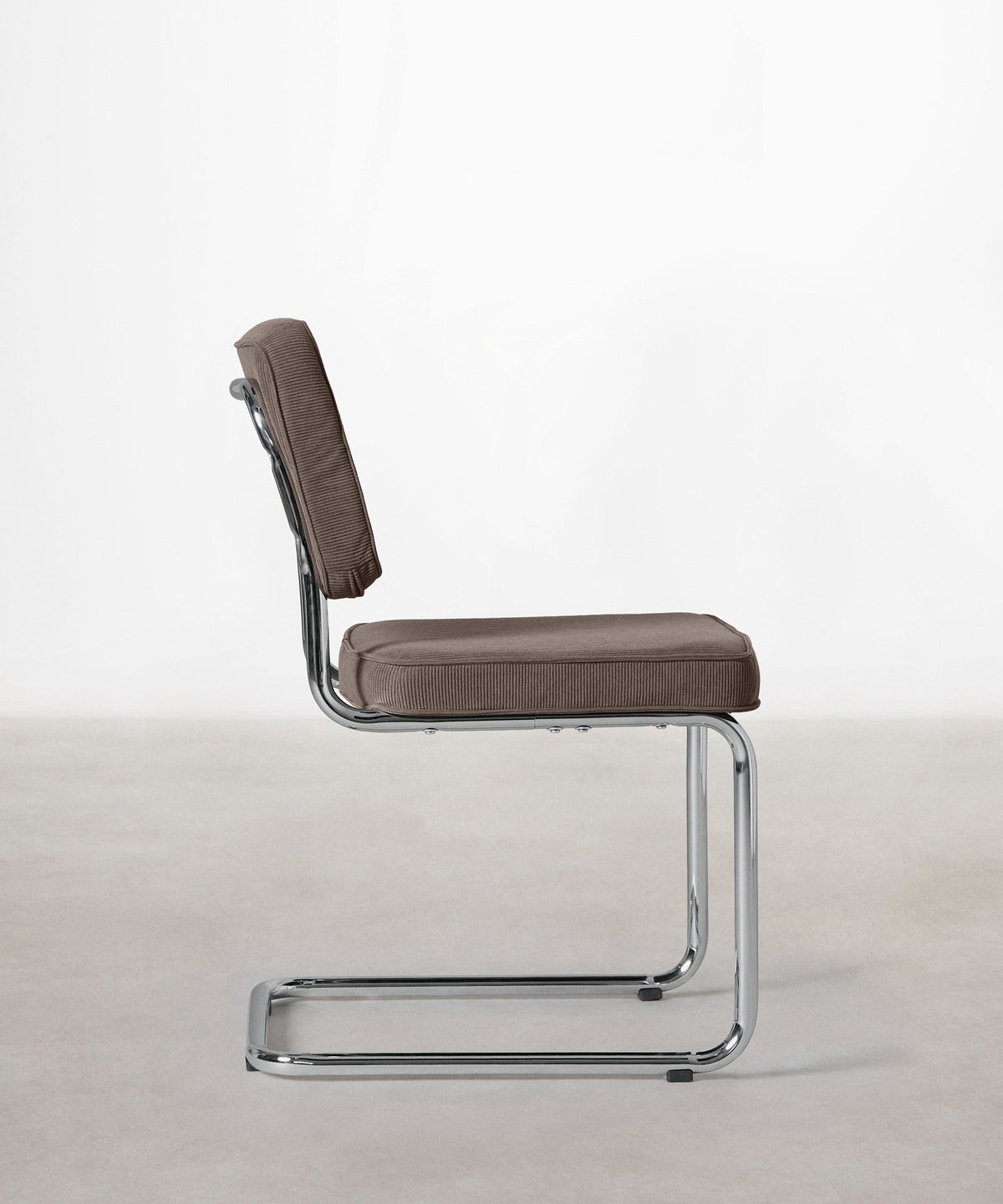 Chaise de salle à manger en tissu velours côtelé et métal Anela