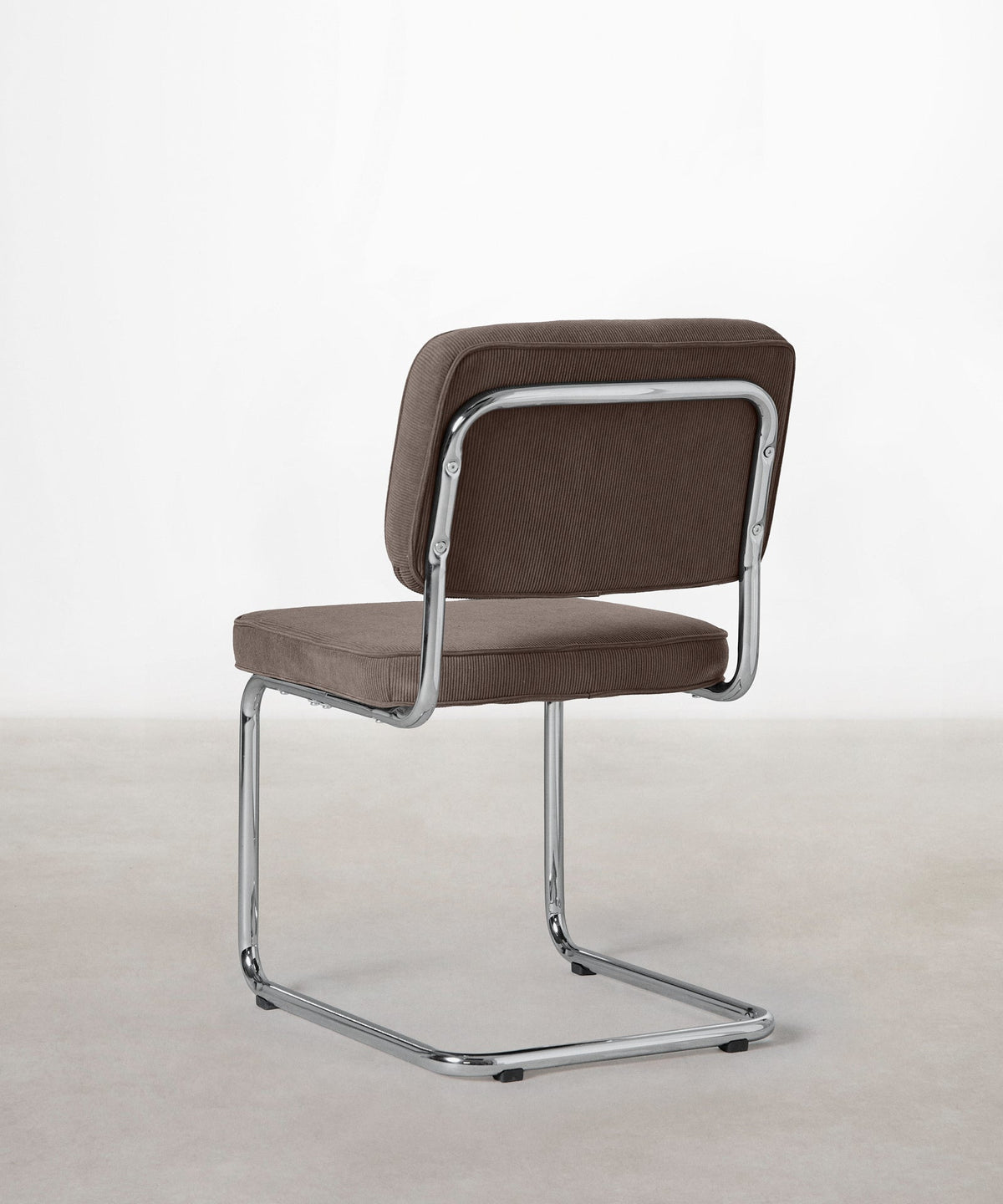 Chaise de salle à manger en tissu velours côtelé et métal Anela