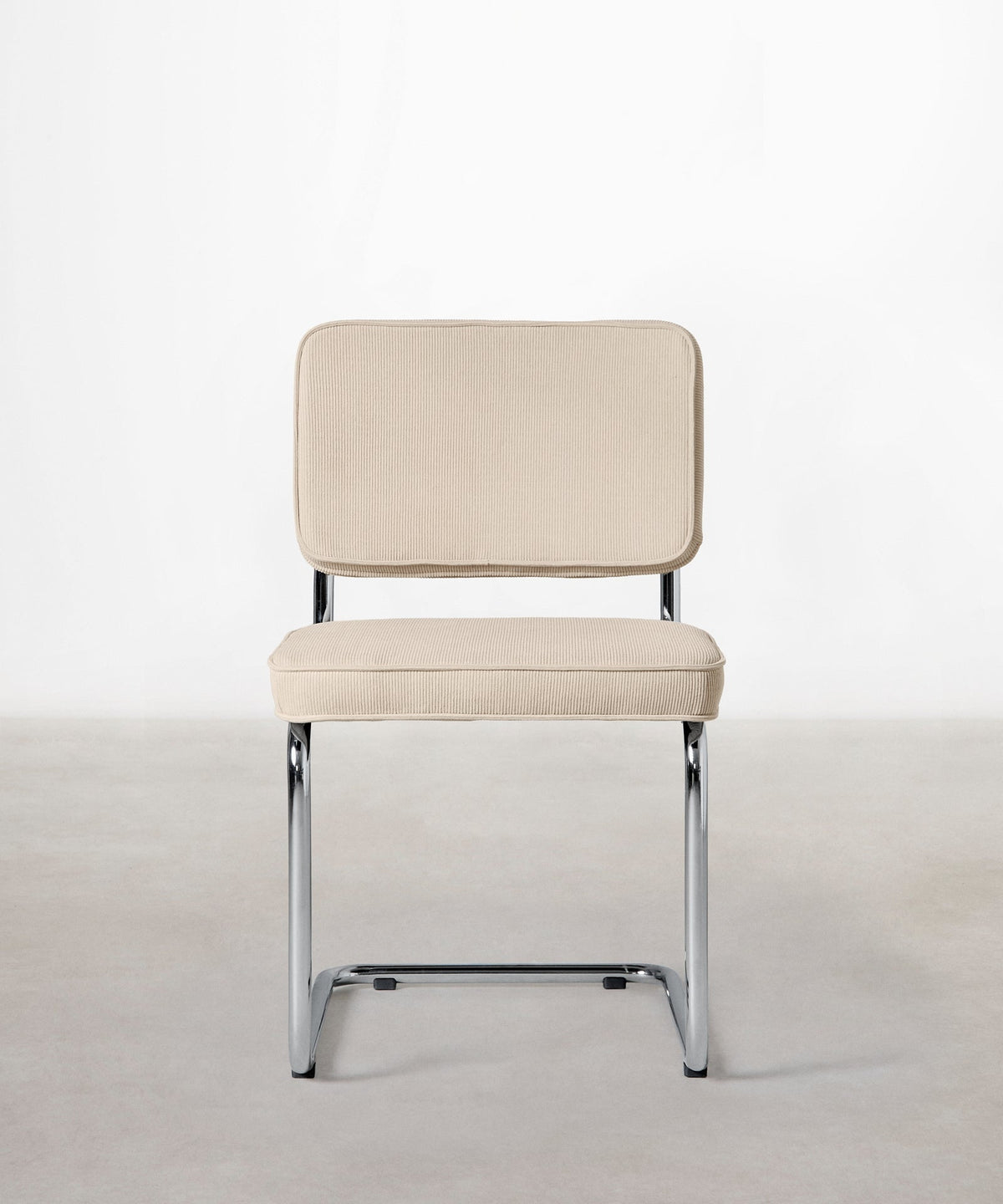Chaise de salle à manger en tissu velours côtelé et métal Anela