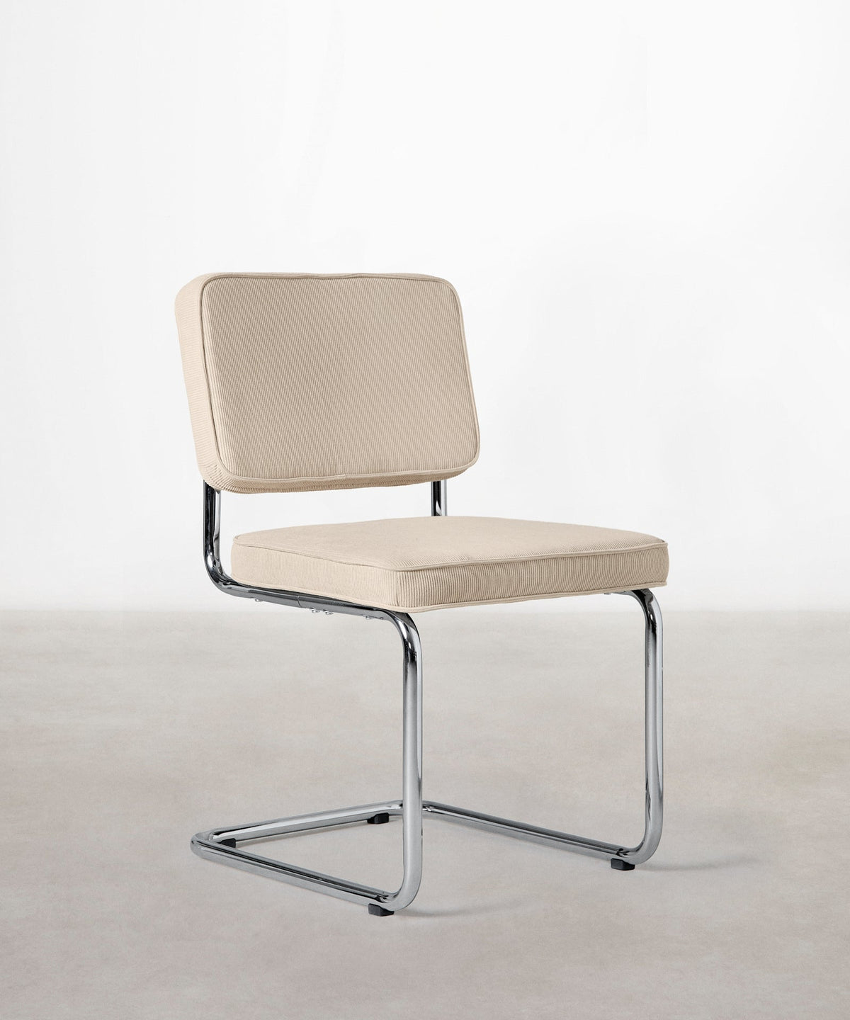 Chaise de salle à manger en tissu velours côtelé et métal Anela