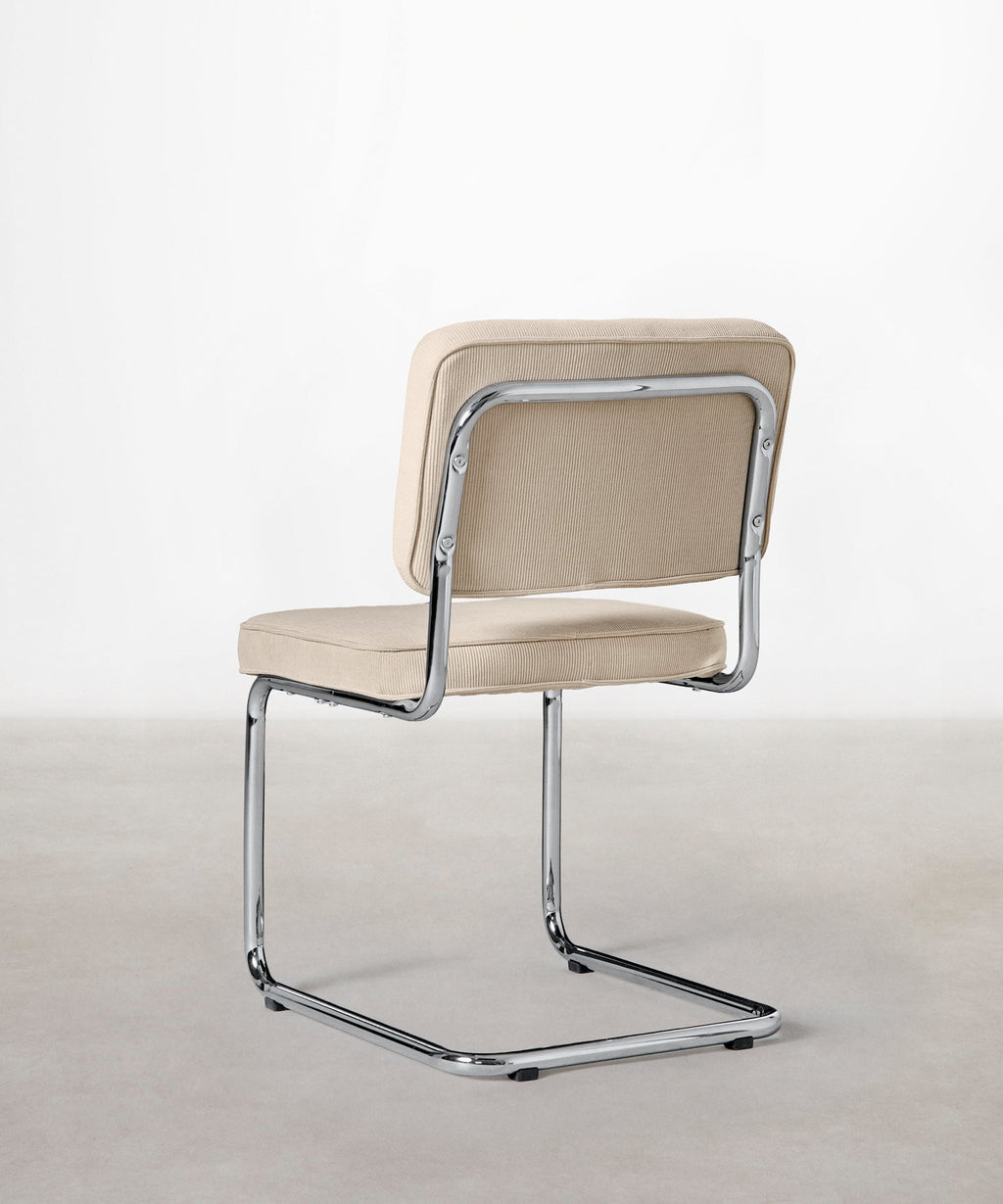 Chaise de salle à manger en tissu velours côtelé et métal Anela