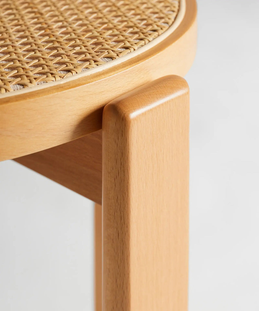 Chaise de salle à manger en bois et rotin Delia