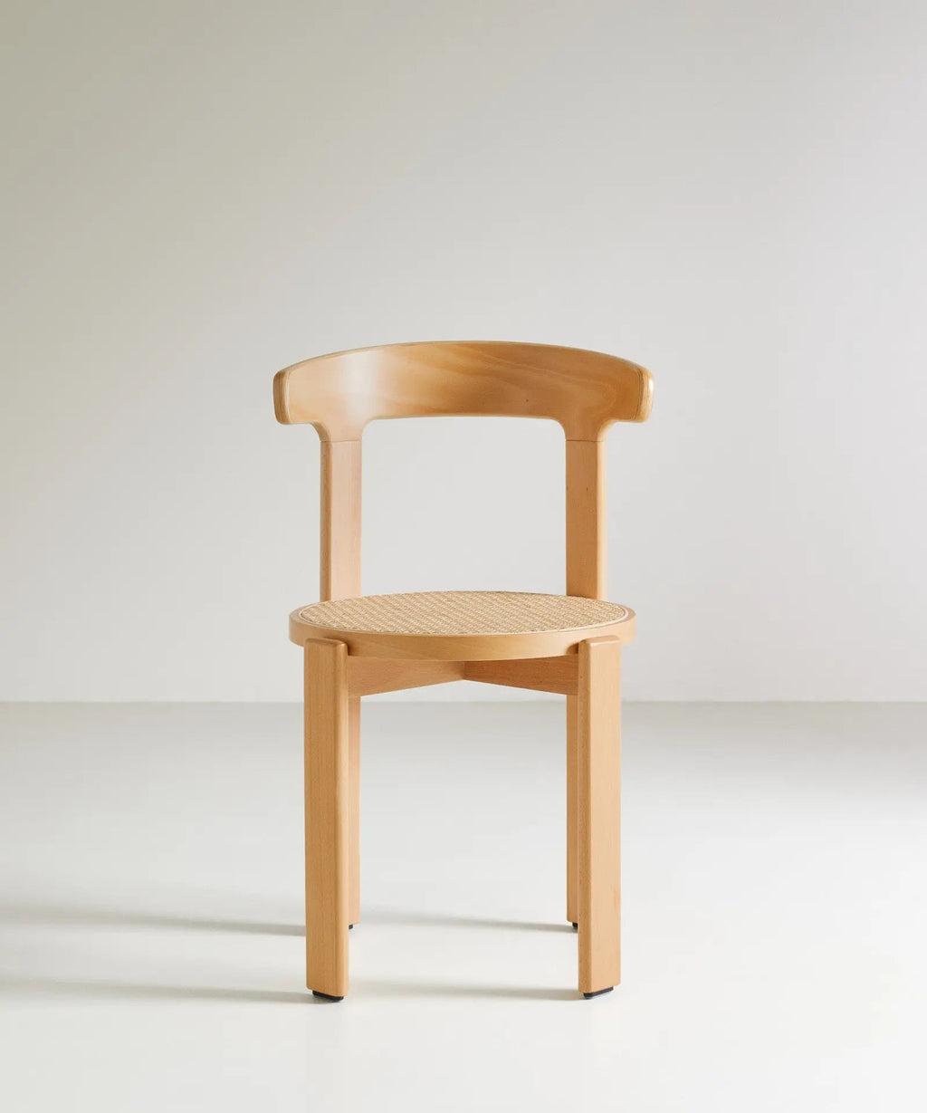 Chaise de salle à manger en bois et rotin Delia