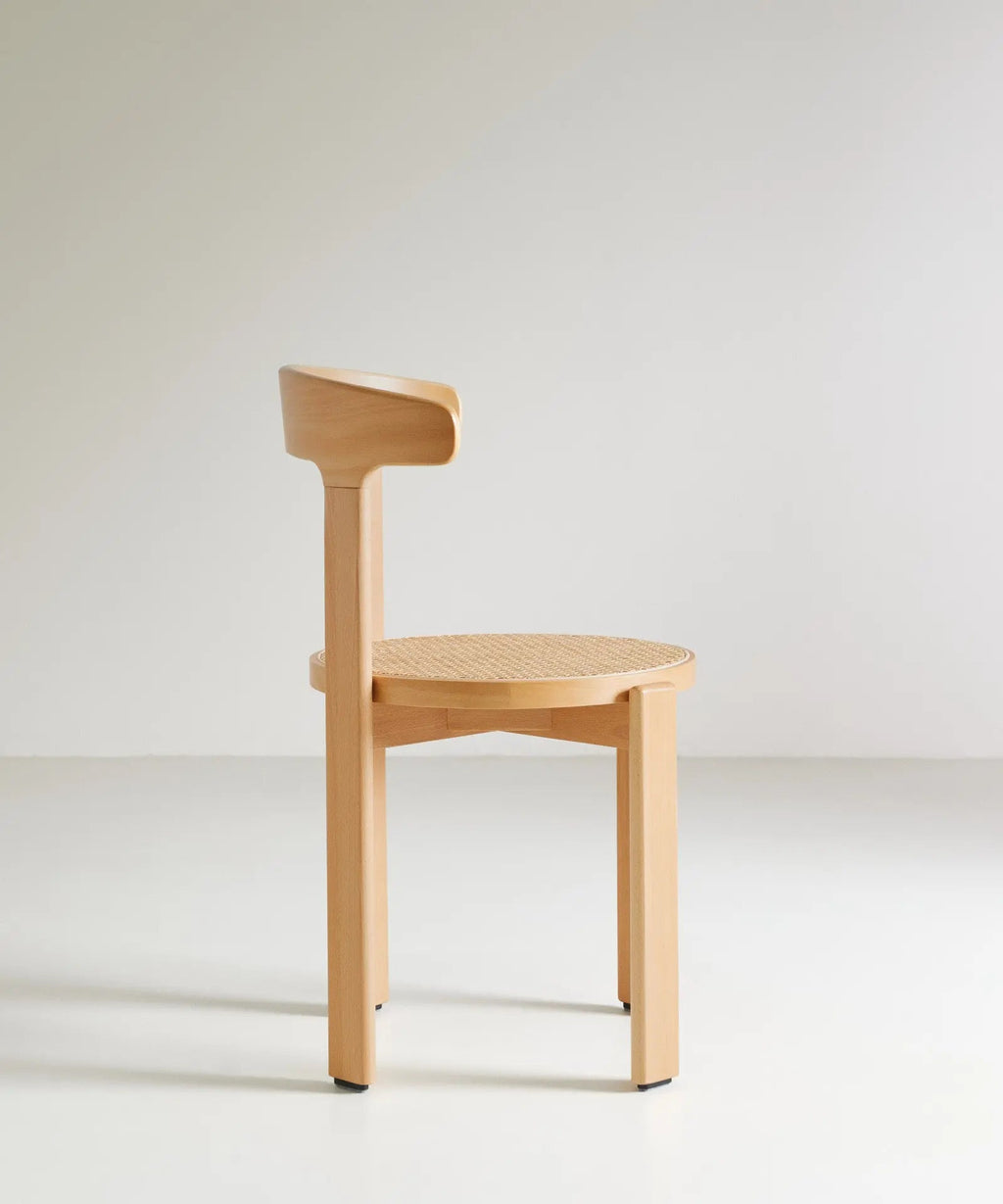 Chaise de salle à manger en bois et rotin Delia