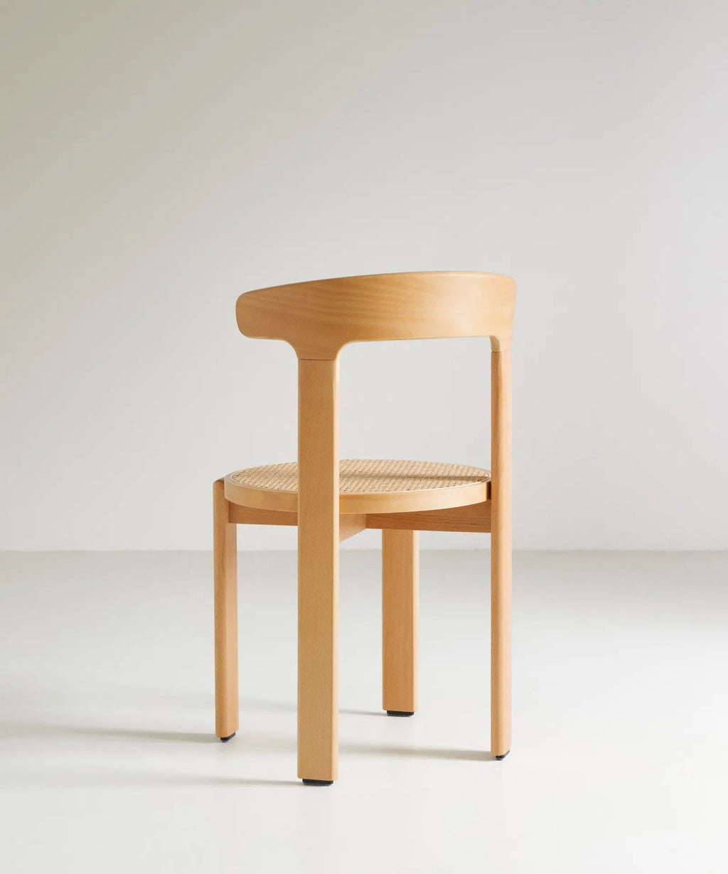 Chaise de salle à manger en bois et rotin Delia