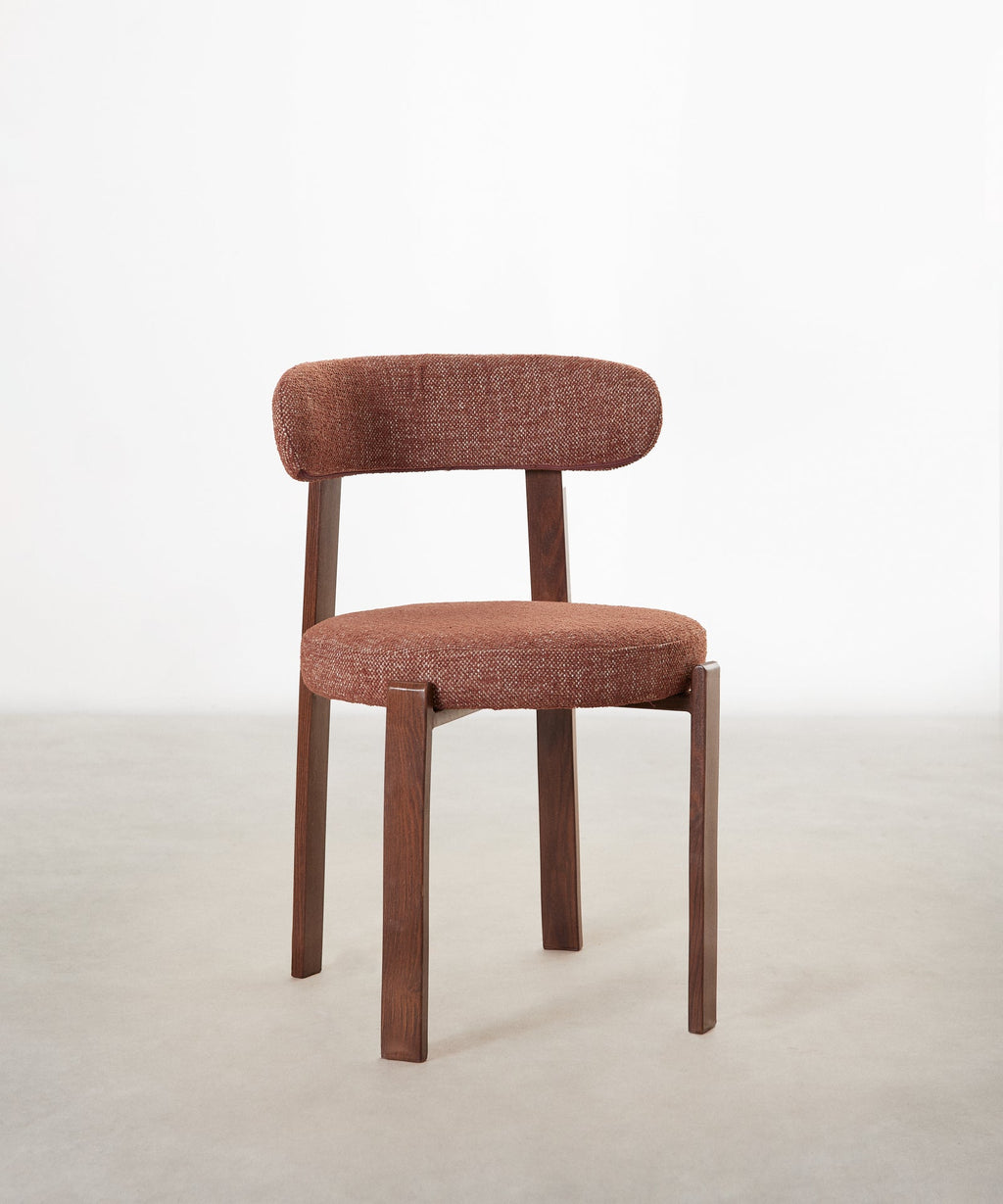 Chaise de Salle à Manger Rembourrée en Métal Effet Bois Aura