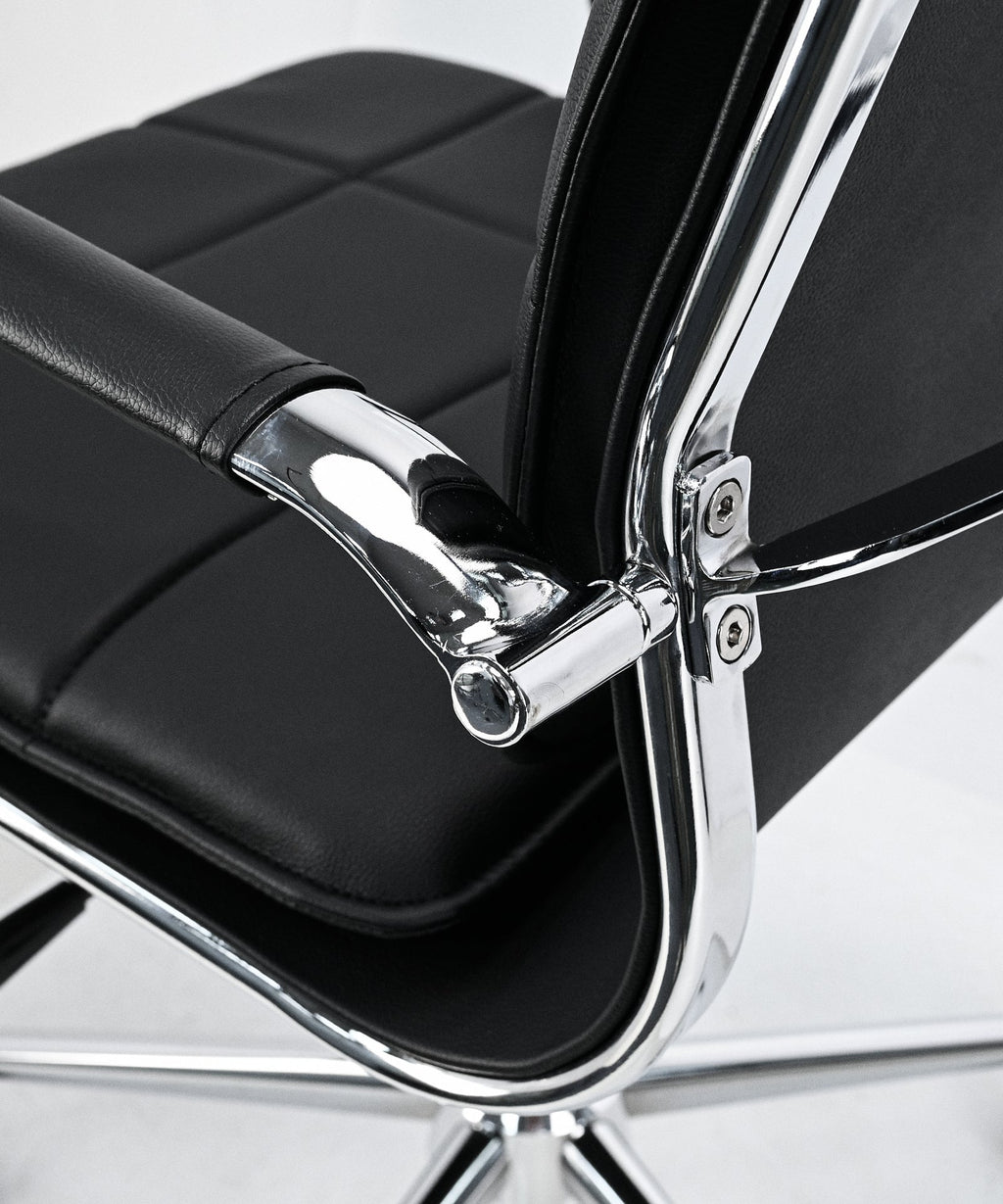 Chaise de bureau basse en similicuir Houston