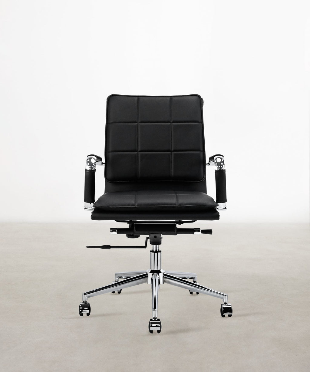 Chaise de bureau basse en similicuir Houston