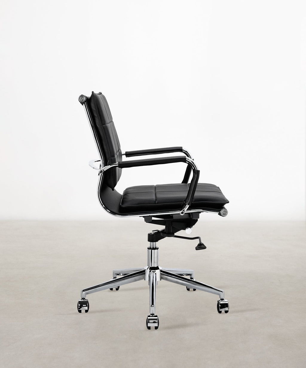 Chaise de bureau basse en similicuir Houston