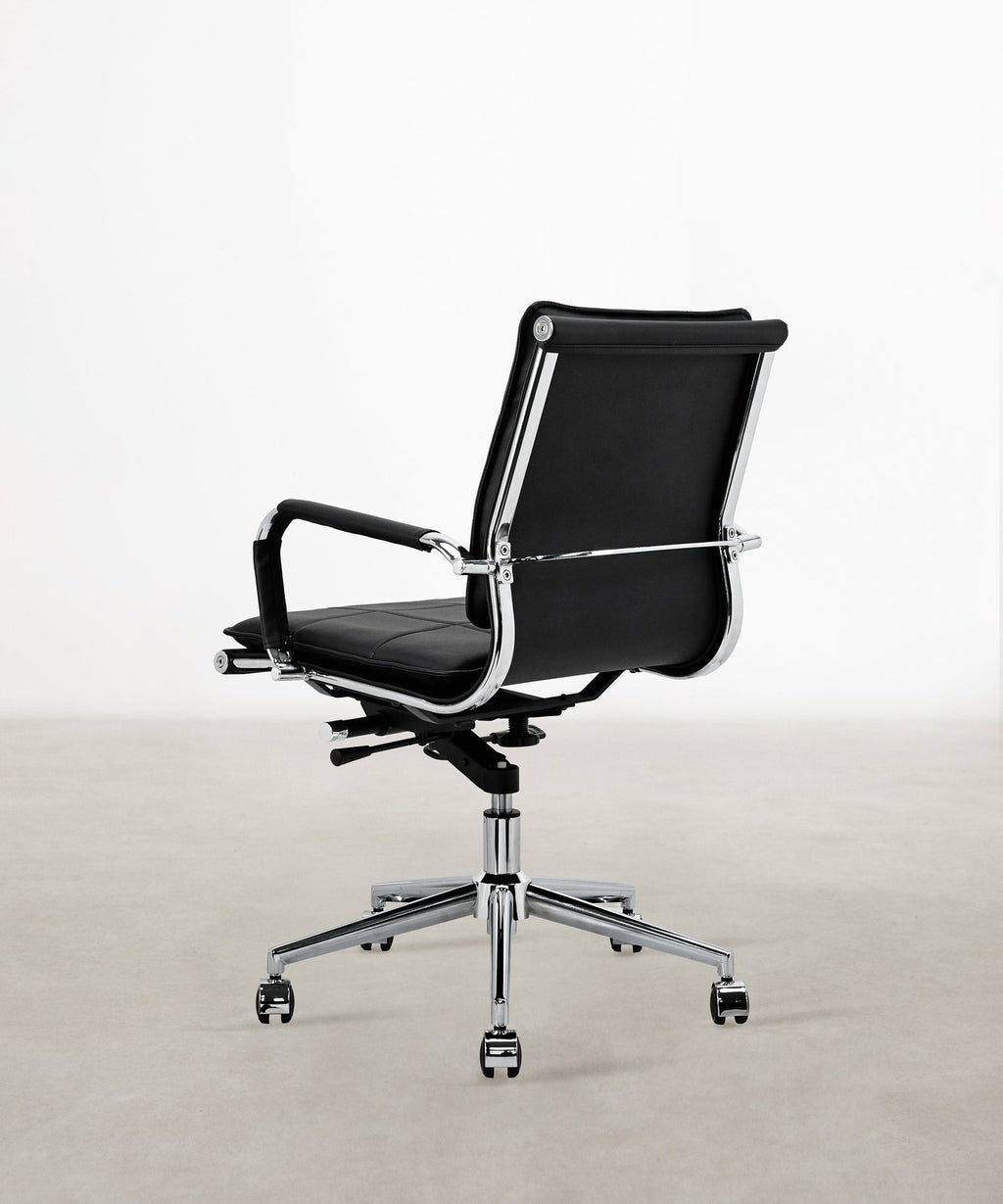 Chaise de bureau basse en similicuir Houston