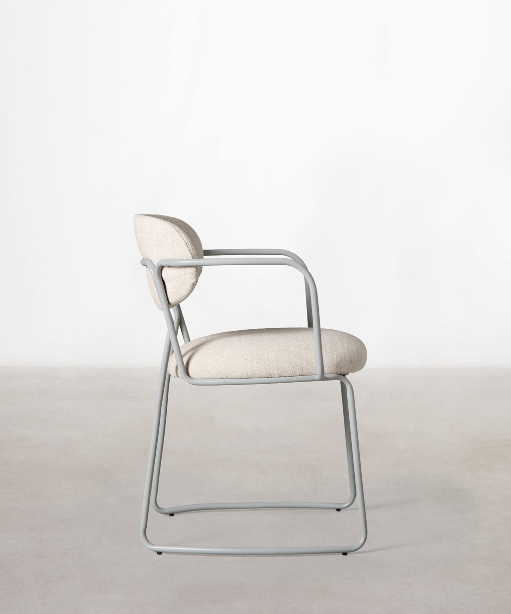 Chaise de Salle à Manger en Tissu et Métal avec Accoudoirs Moritz Arms