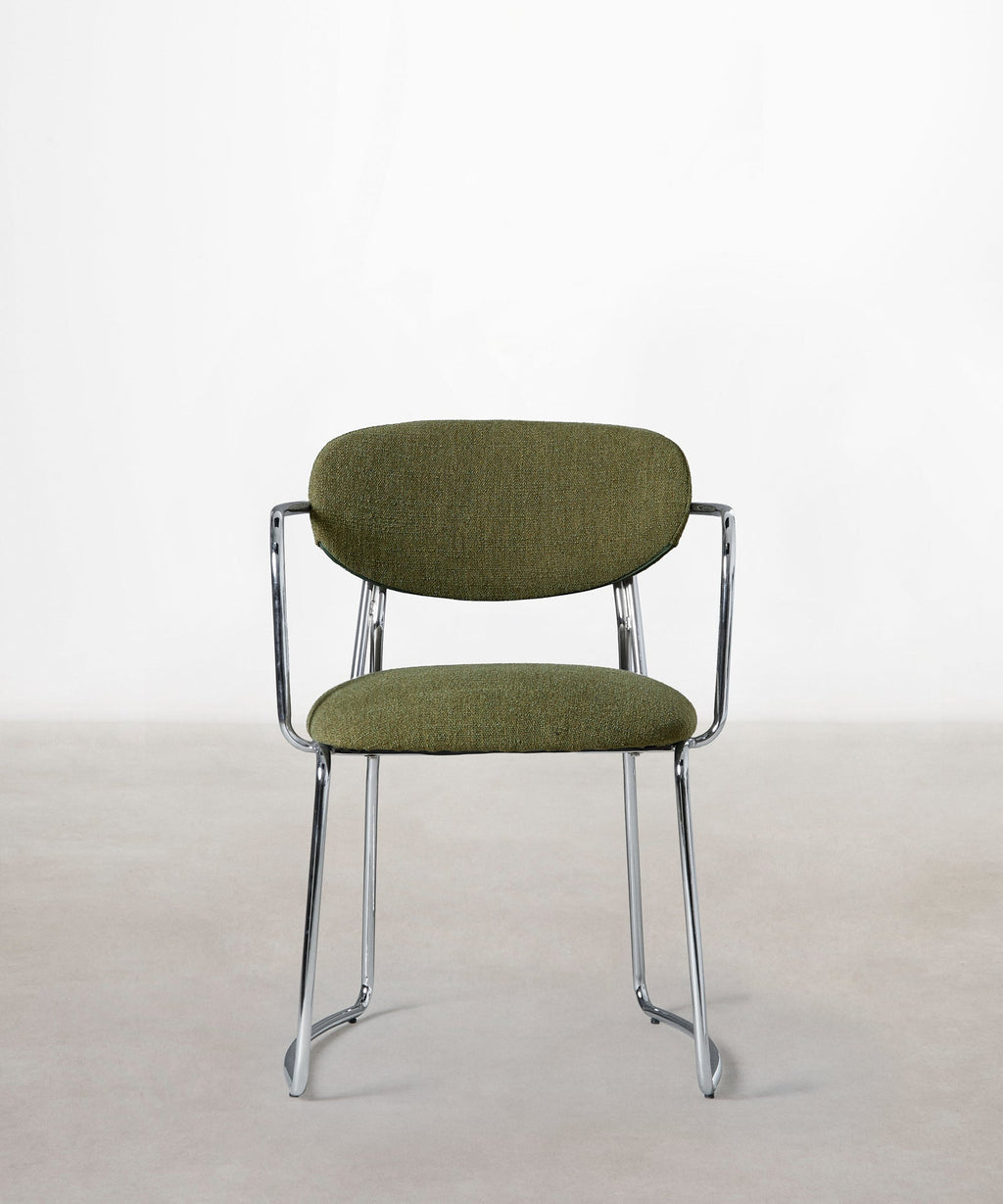 Chaise de Salle à Manger en Tissu et Métal avec Accoudoirs Moritz Arms