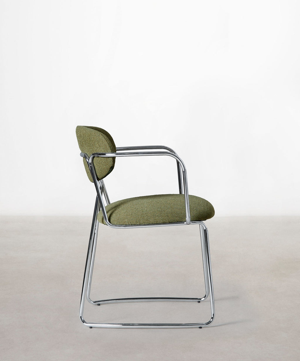 Chaise de Salle à Manger en Tissu et Métal avec Accoudoirs Moritz Arms