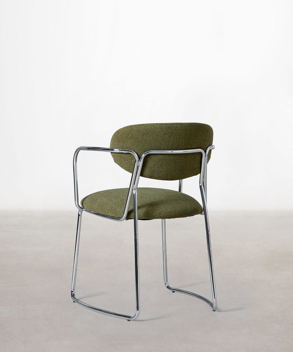 Chaise de Salle à Manger en Tissu et Métal avec Accoudoirs Moritz Arms
