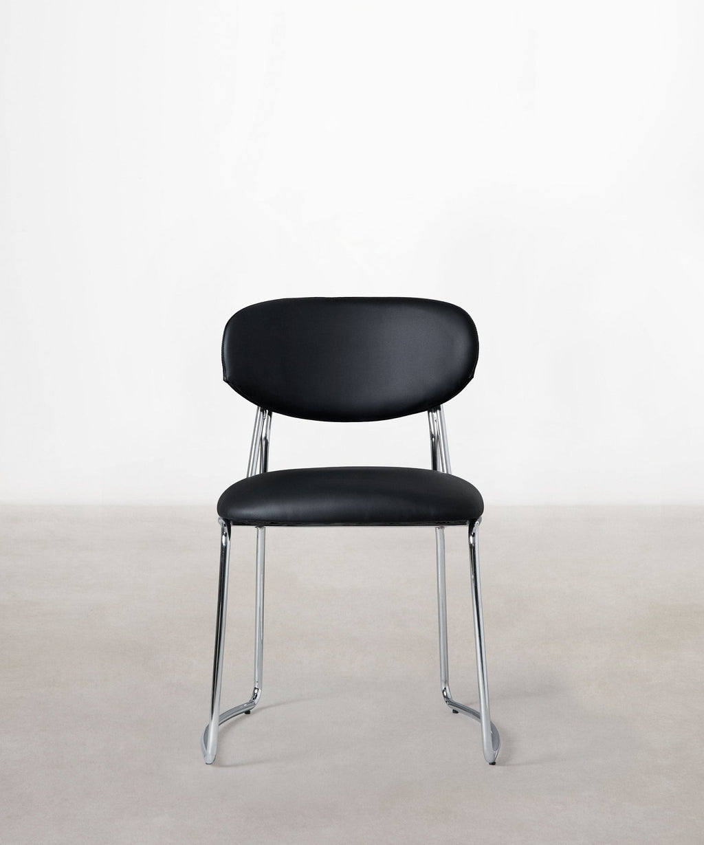 Chaise de salle à manger en similicuir et métal Moritz
