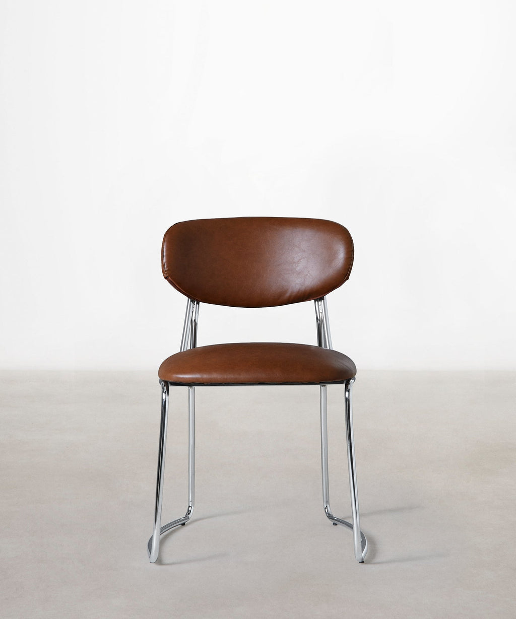 Chaise de salle à manger en similicuir et métal Moritz