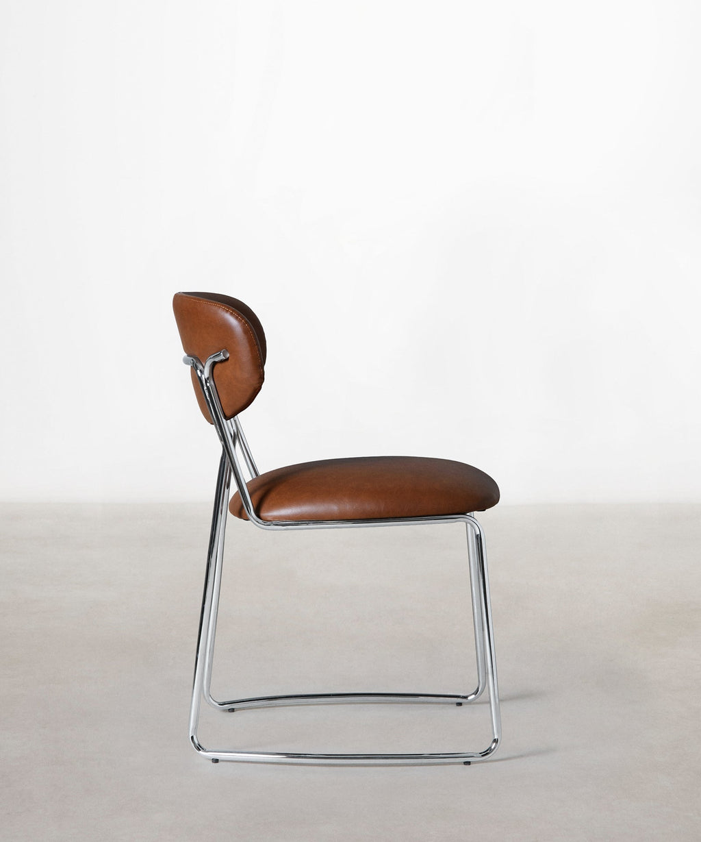 Chaise de salle à manger en similicuir et métal Moritz