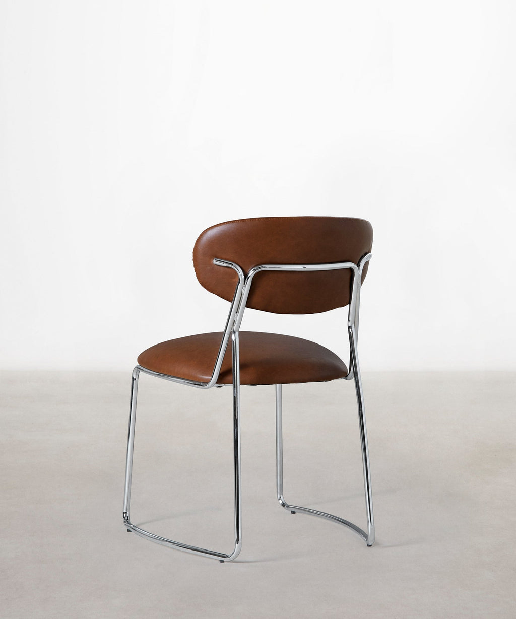 Chaise de salle à manger en similicuir et métal Moritz