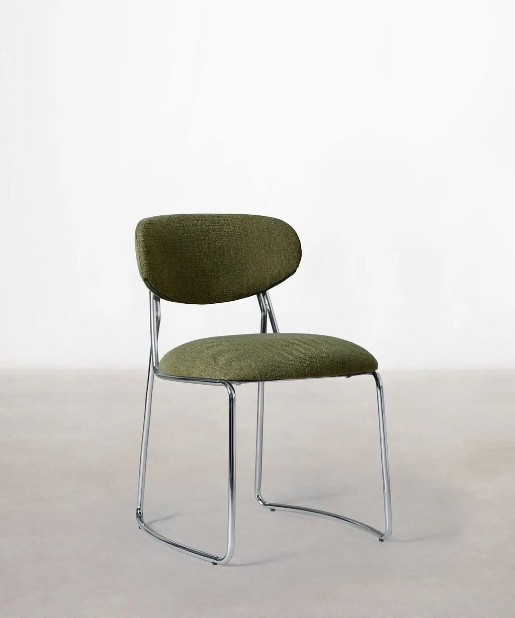 Chaise de Salle à Manger en Tissu et Métal Moritz