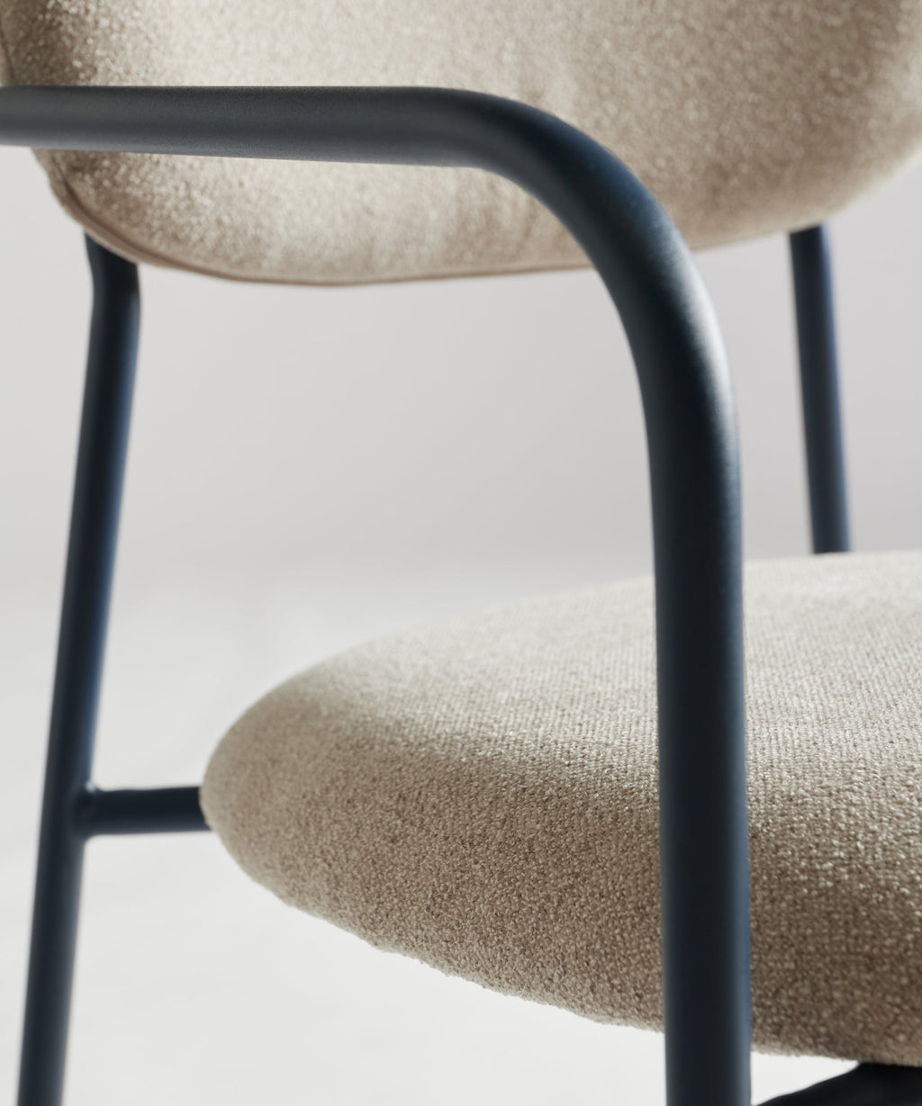Chaise de Salle à Manger en Tissu Bouclette et Métal Rita