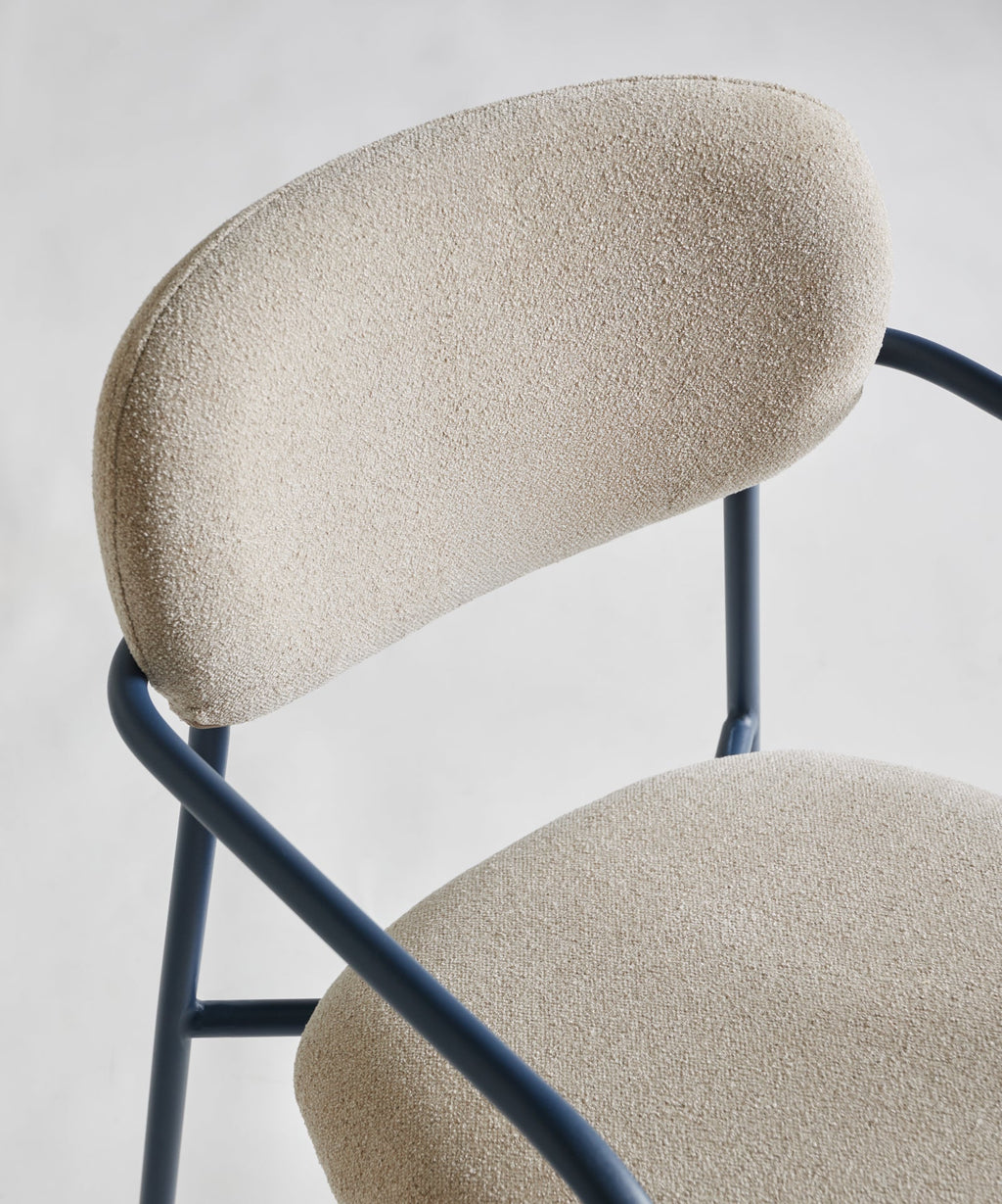 Chaise de Salle à Manger en Tissu Bouclette et Métal Rita
