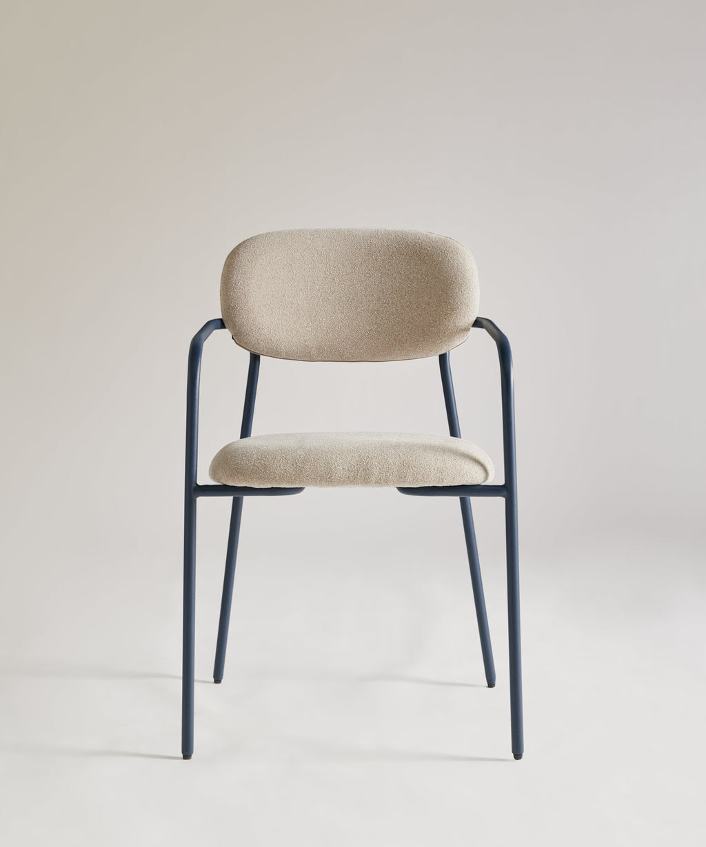 Chaise de Salle à Manger en Tissu Bouclette et Métal Rita