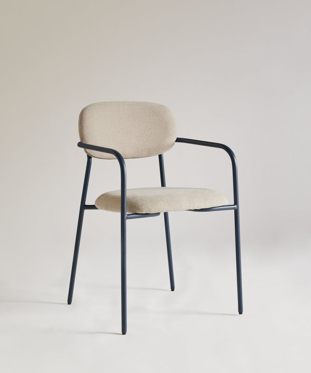 Chaise de Salle à Manger en Tissu Bouclette et Métal Rita