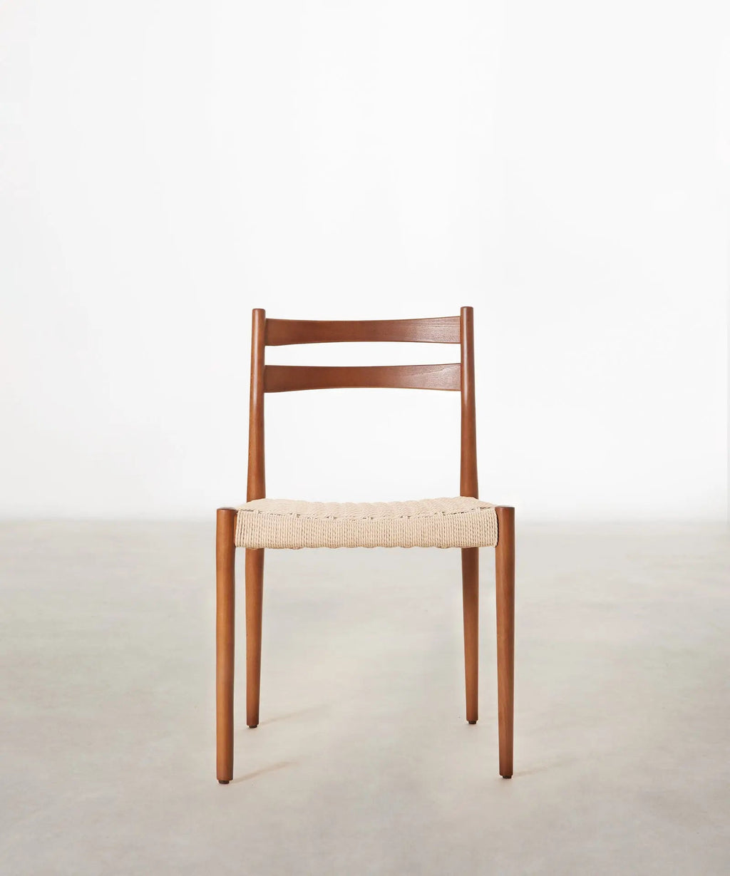 Chaise de salle à manger en bois et corde tressée Nona