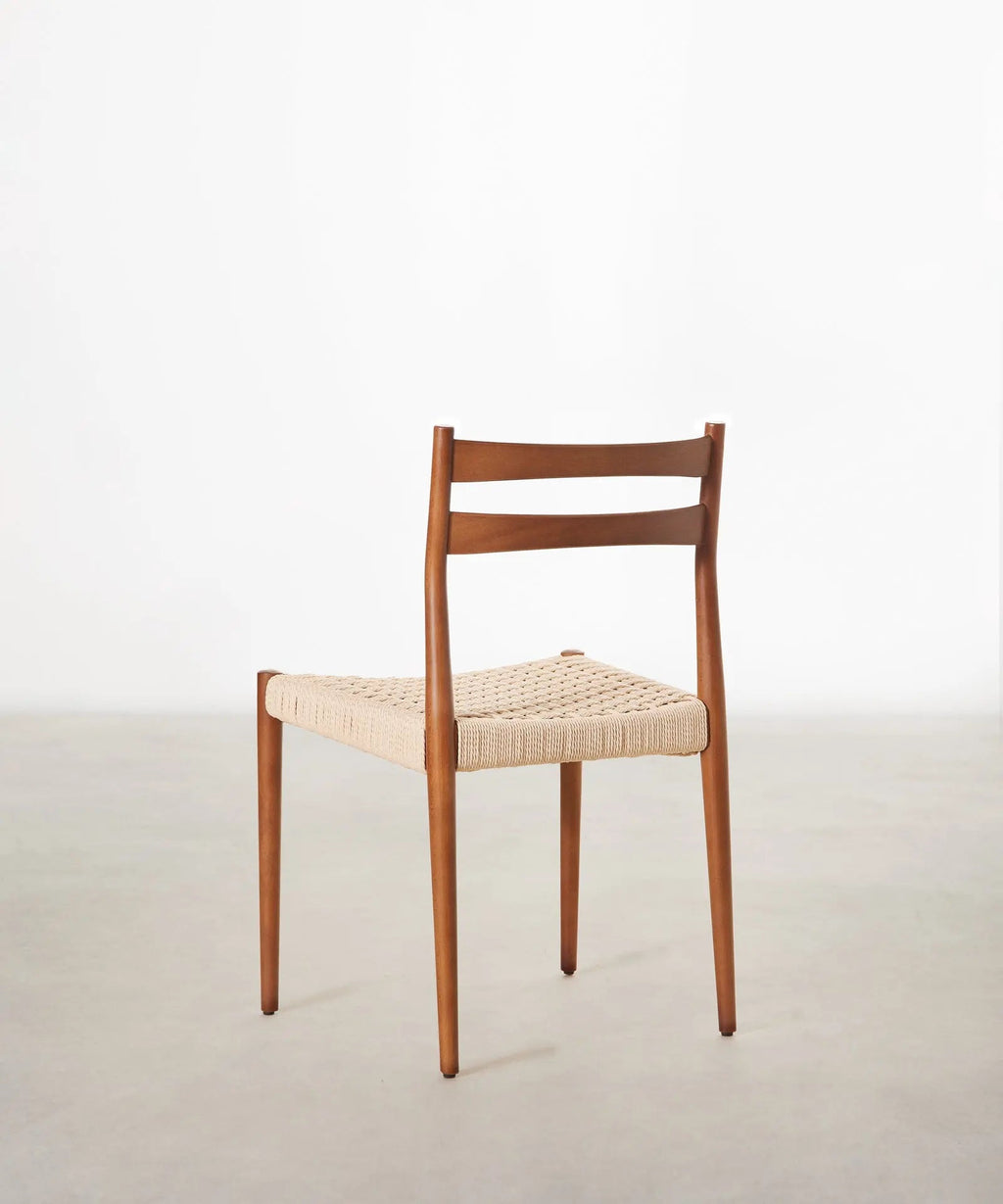 Chaise de salle à manger en bois et corde tressée Nona