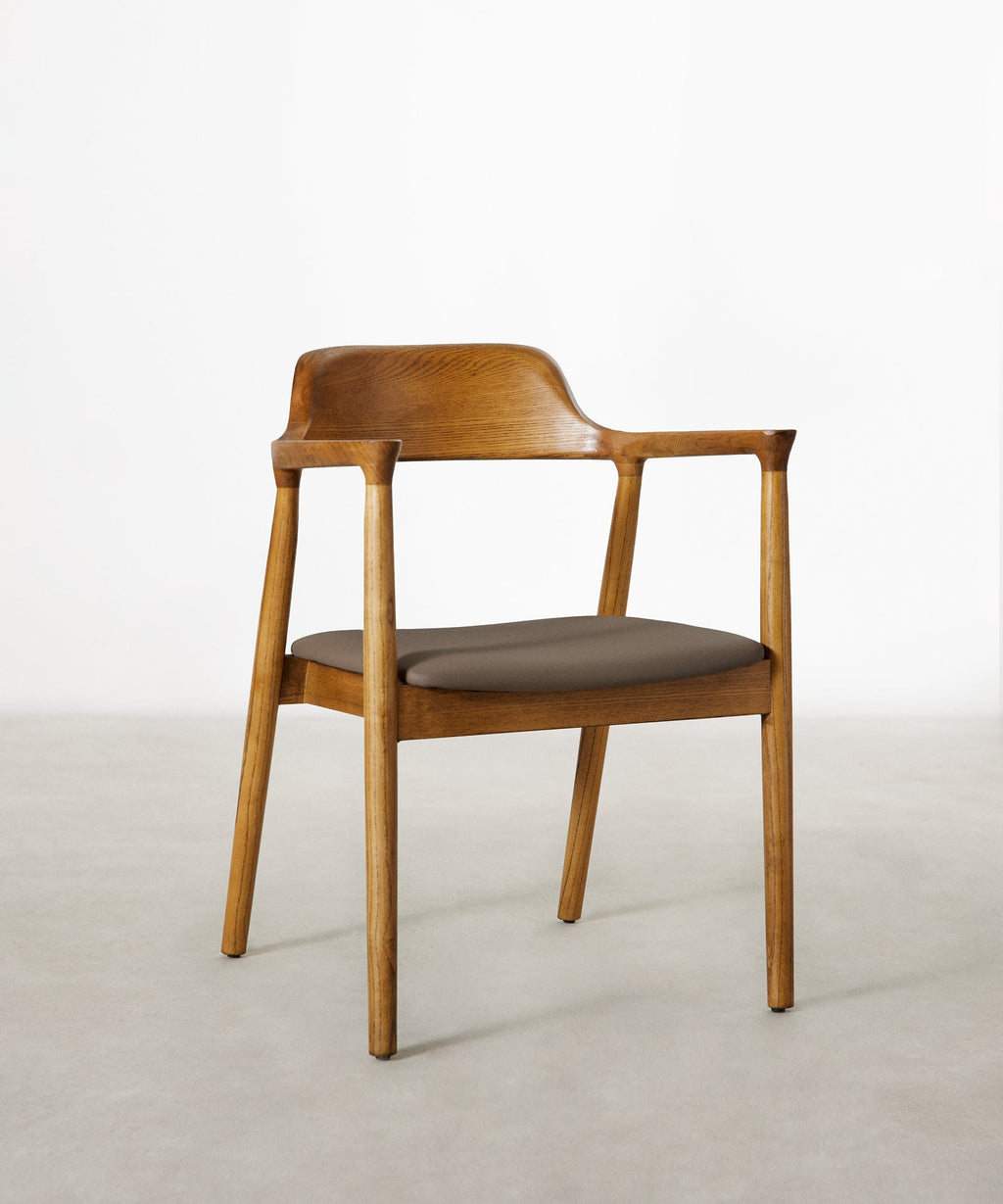 Chaise de salle à manger en bois et similicuir Olivia - Noyer clair