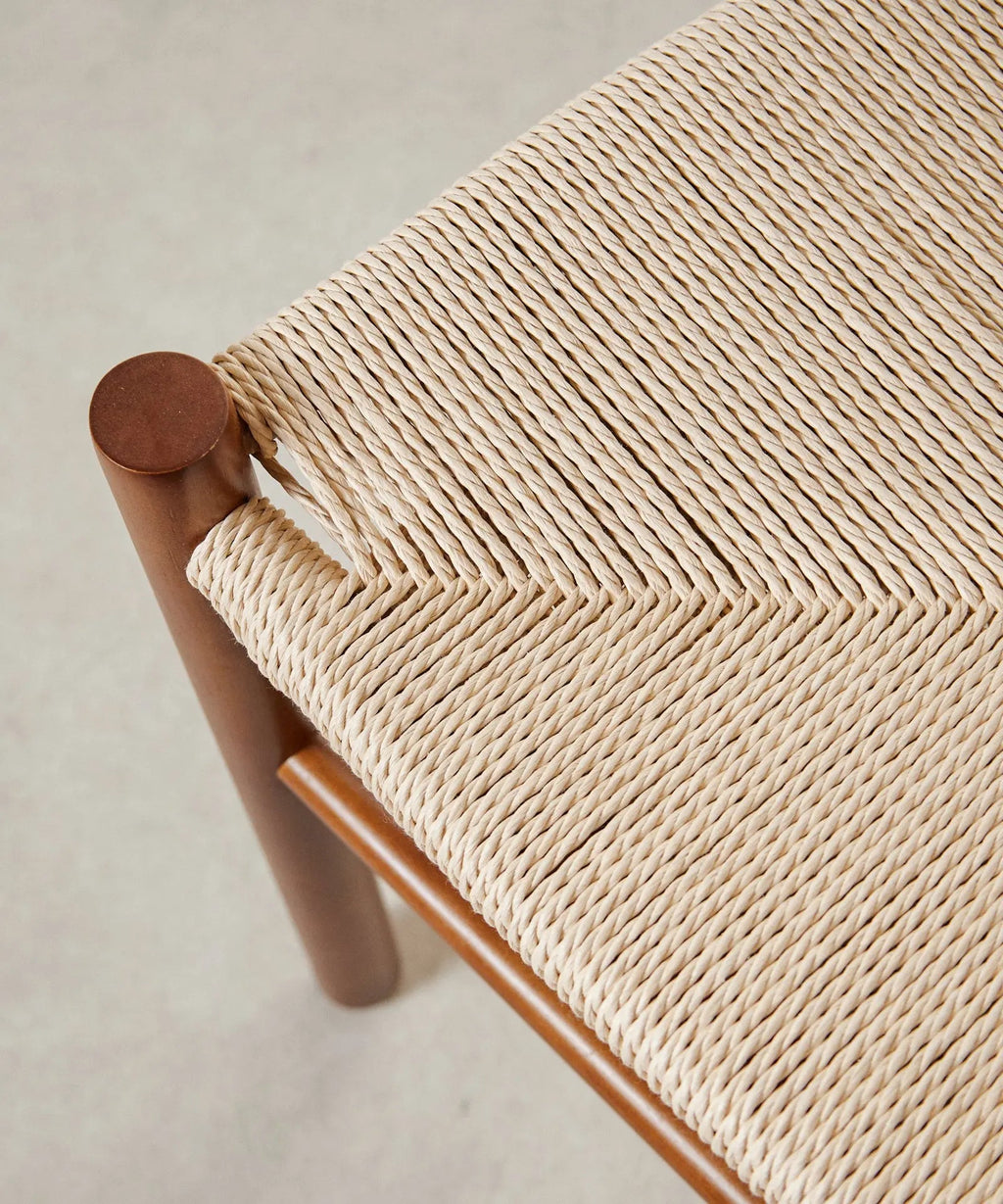 Chaise de salle à manger en bois et corde tressée Alba
