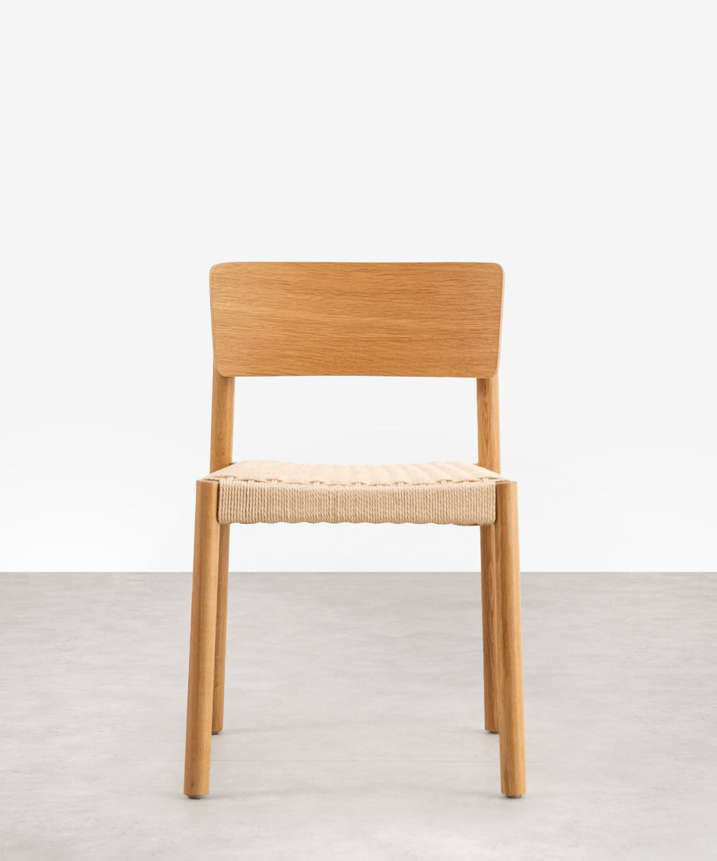 Chaise de salle à manger en bois et corde tressée Ares