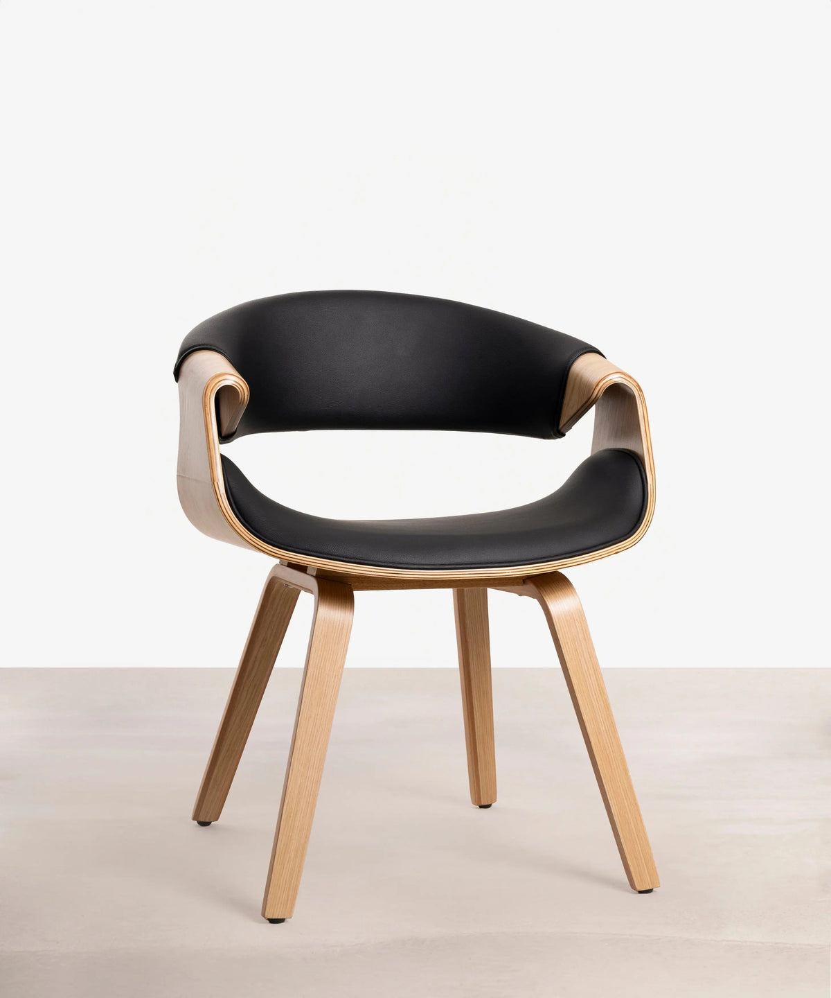 Chaise de salle à manger en bois et similicuir Binsa