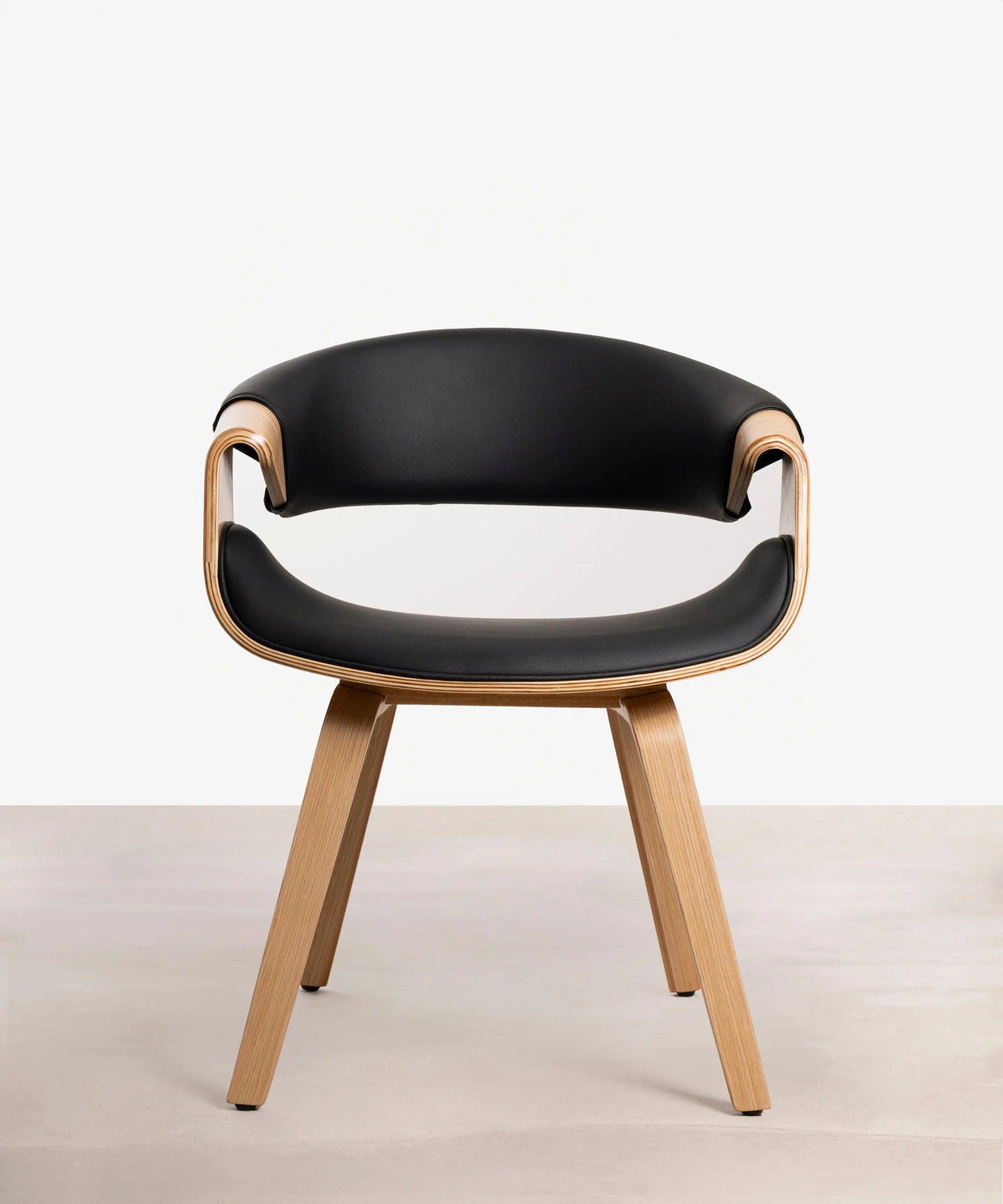 Chaise de salle à manger en bois et similicuir Binsa