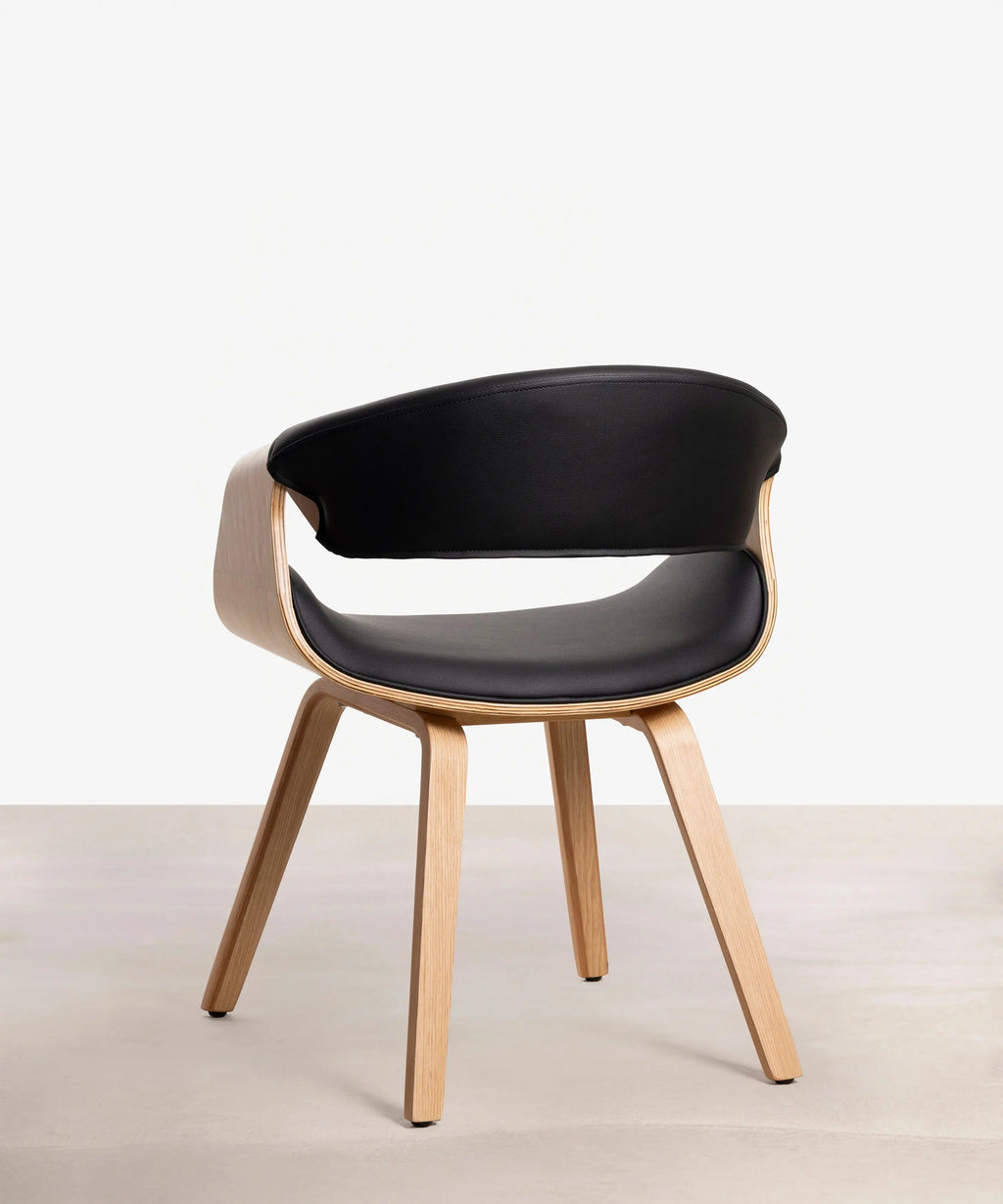 Chaise de salle à manger en bois et similicuir Binsa