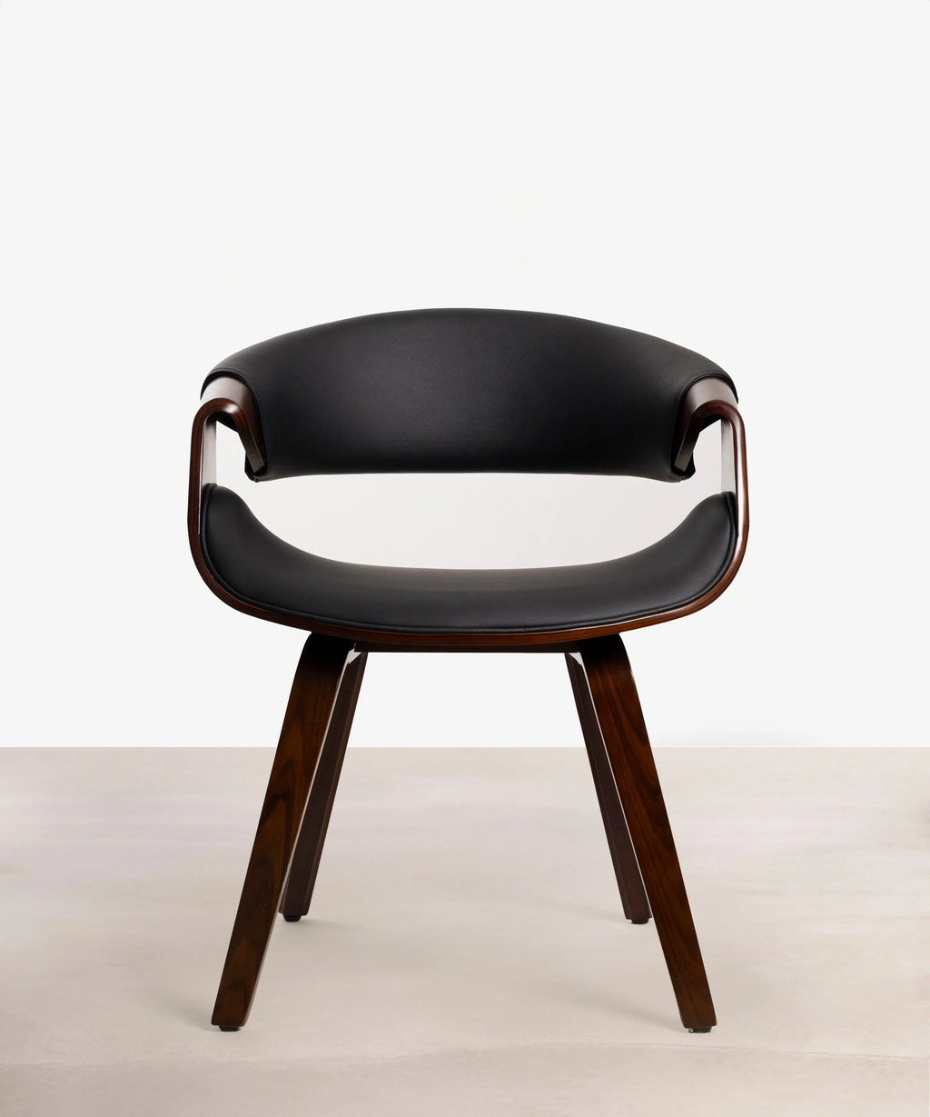 Chaise de salle à manger en bois et similicuir Binsa