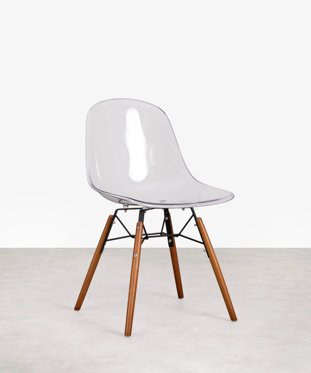 Chaise de salle à manger en polycarbonate et bois Elon Transparent