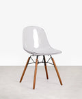 Chaise de salle à manger en polycarbonate et bois Elon Transparent