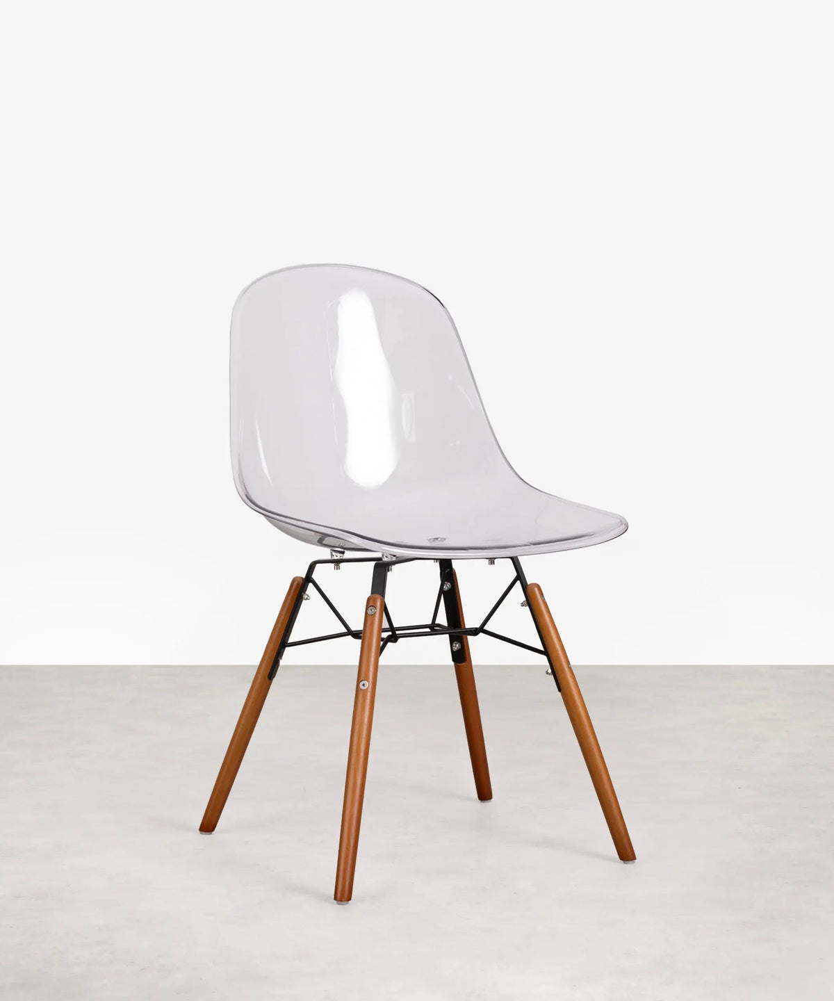 Chaise de salle à manger en polycarbonate et bois Elon Transparent