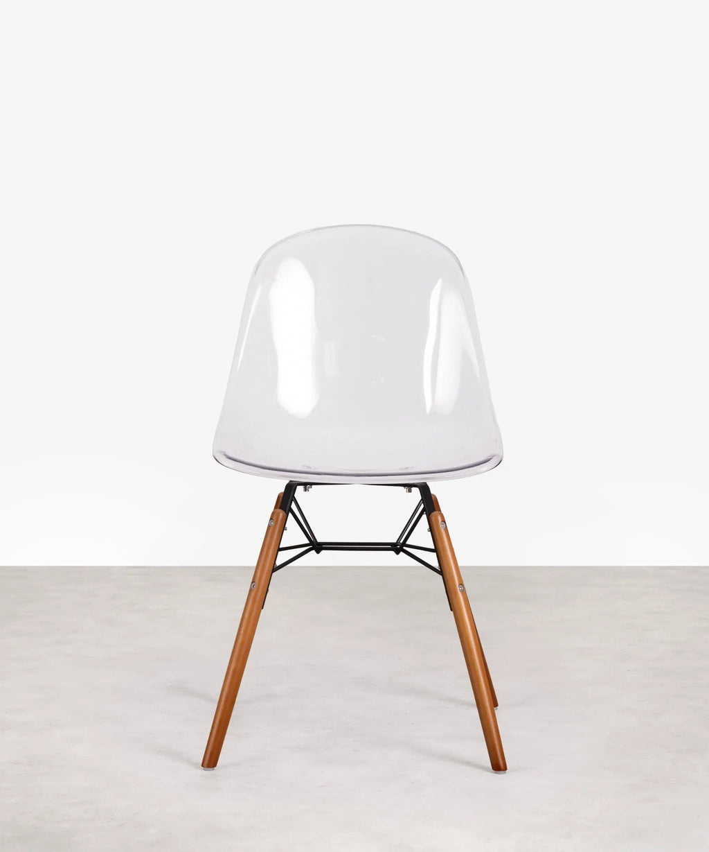 Chaise de salle à manger en polycarbonate et bois Elon Transparent