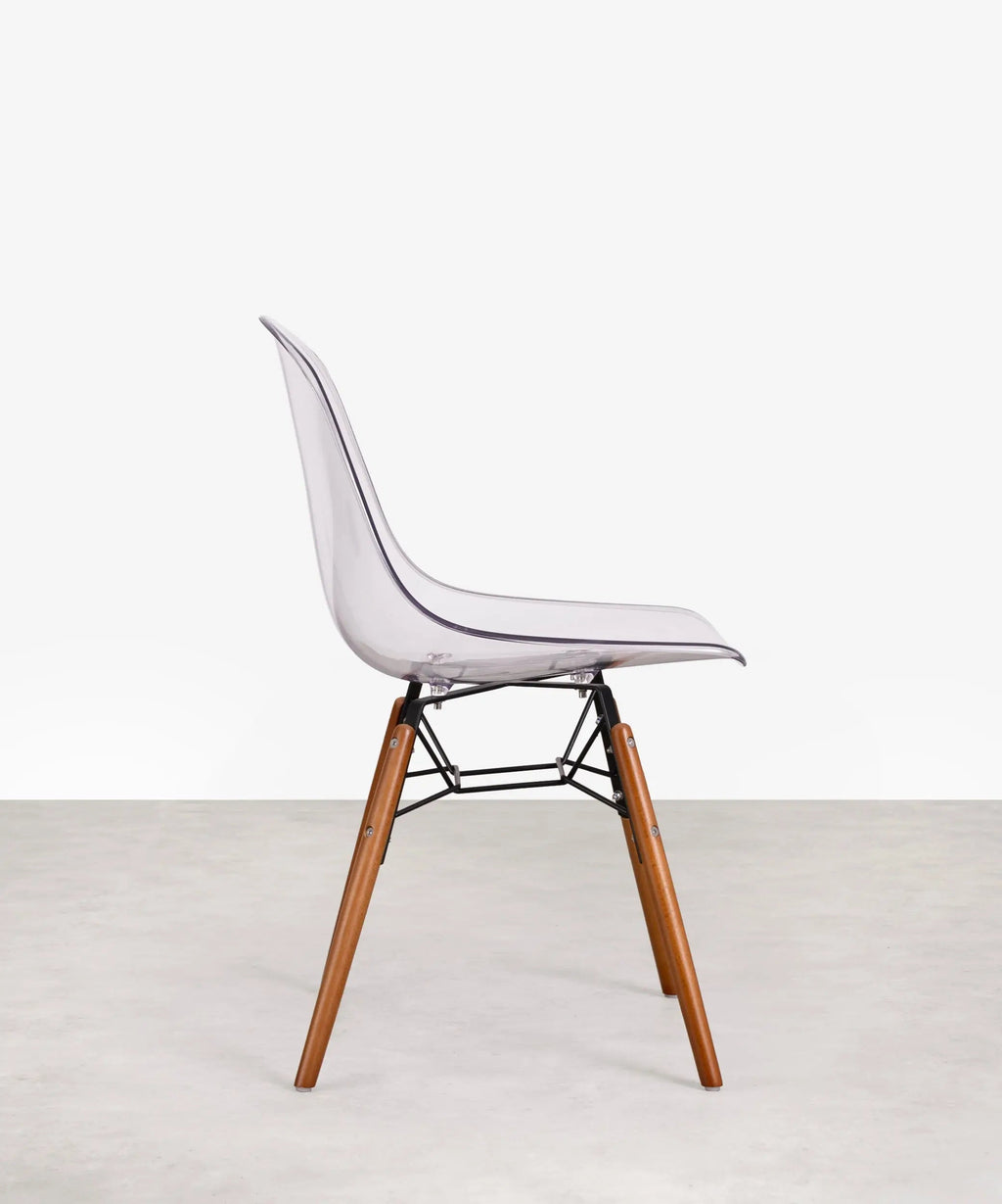 Chaise de salle à manger en polycarbonate et bois Elon Transparent