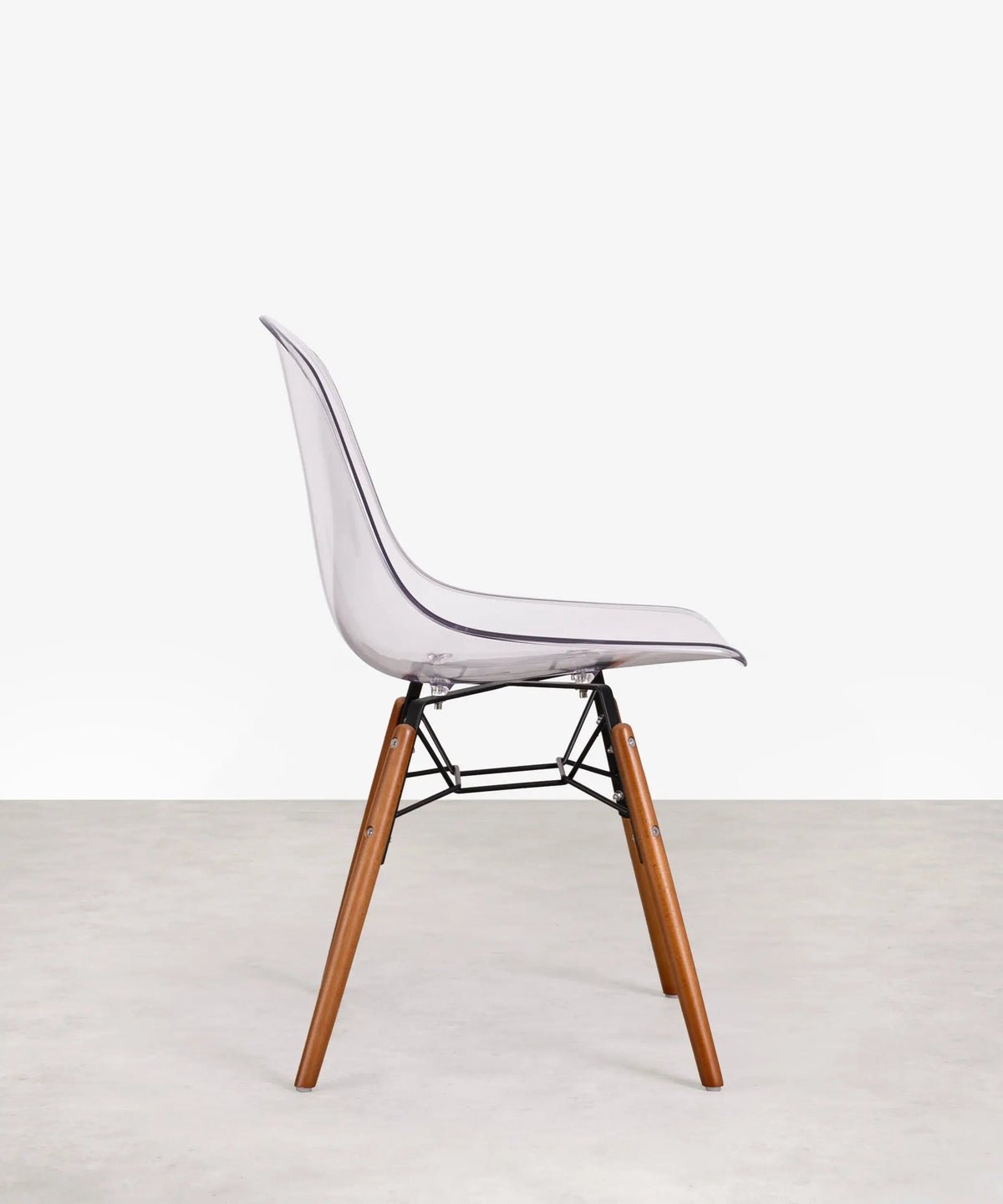 Chaise de salle à manger en polycarbonate et bois Elon Transparent