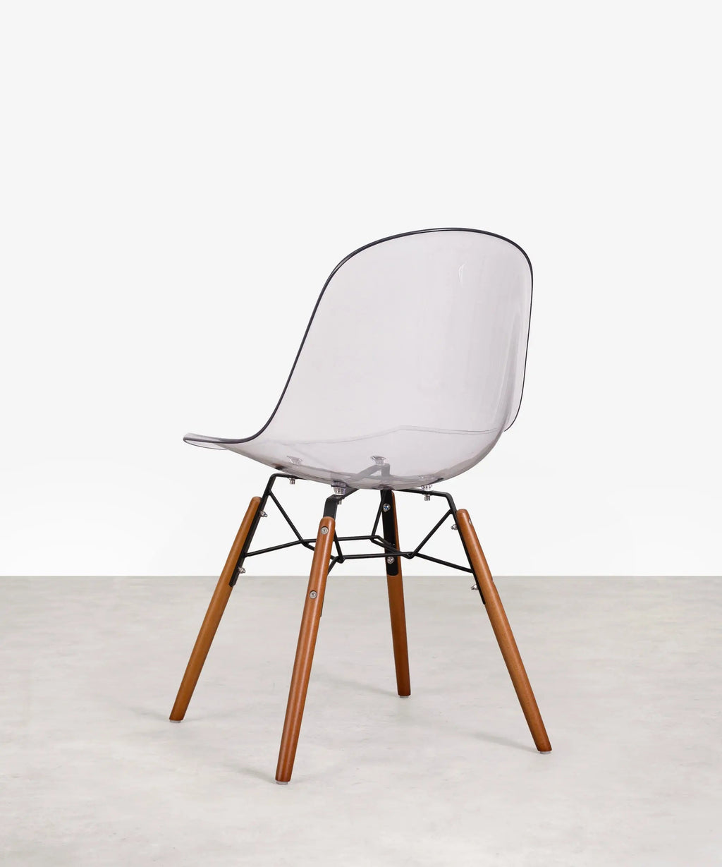 Chaise de salle à manger en polycarbonate et bois Elon Transparent