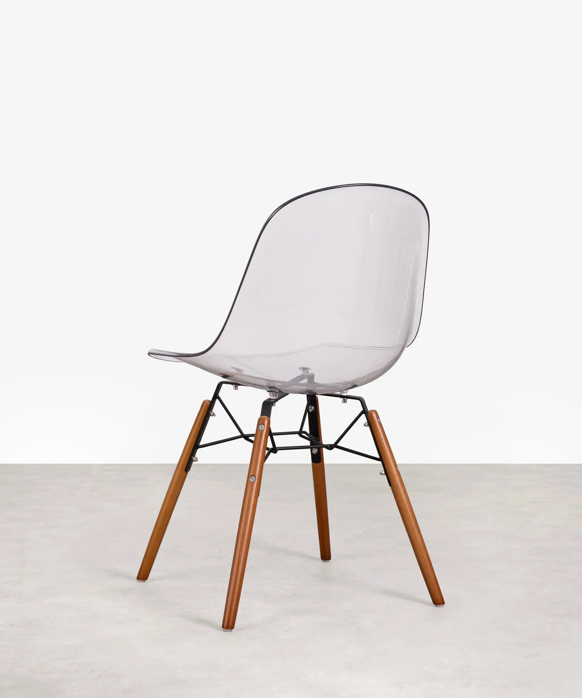 Chaise de salle à manger en polycarbonate et bois Elon Transparent