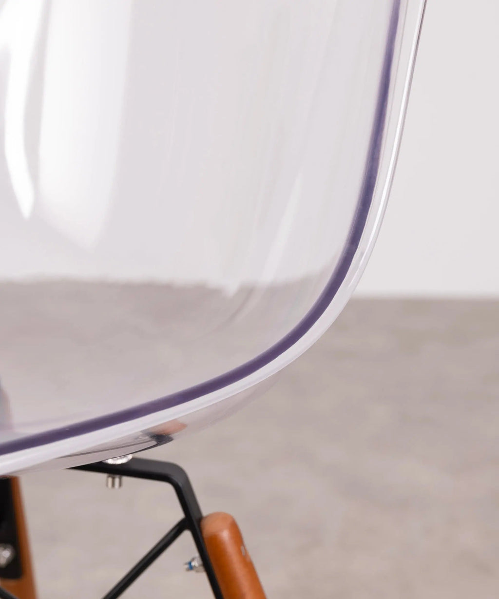 Chaise de salle à manger en polycarbonate et bois Elon Transparent