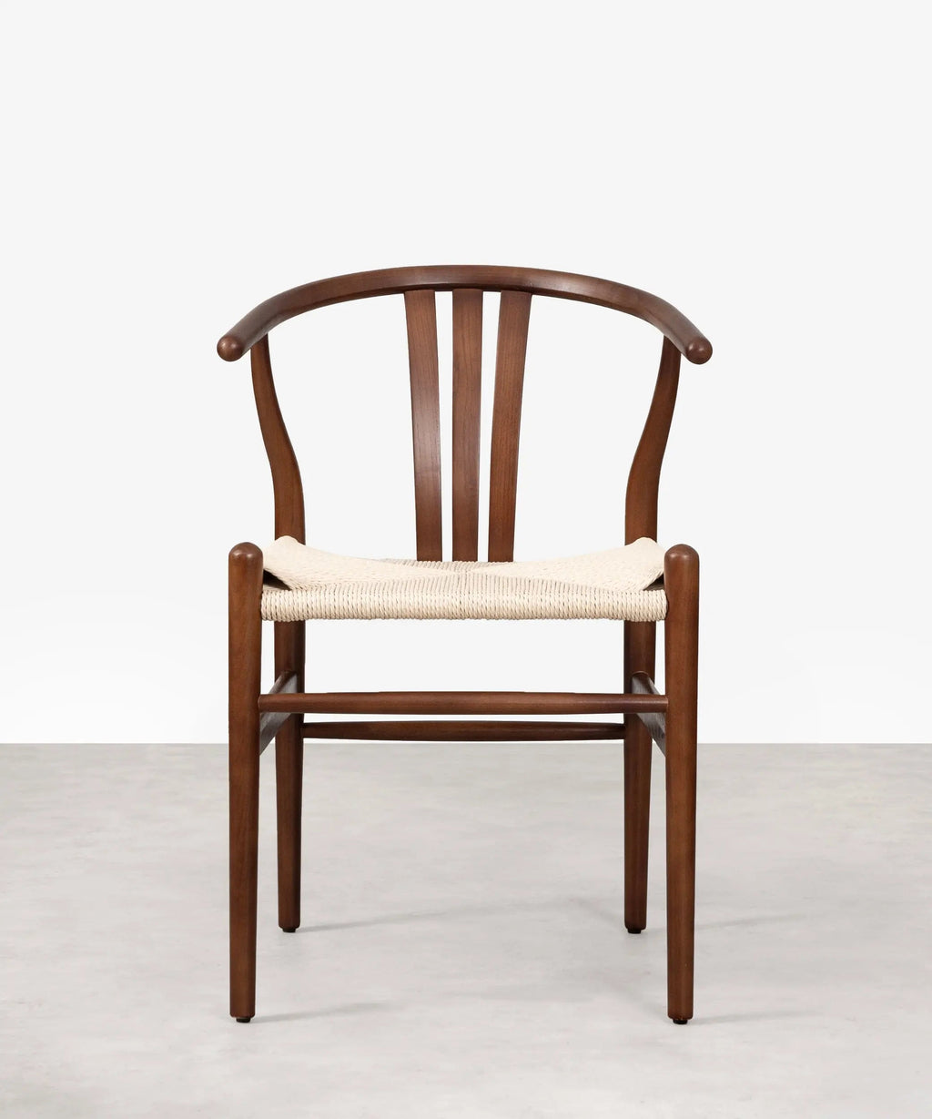 Chaise de salle à manger en bois et corde tressée Leena