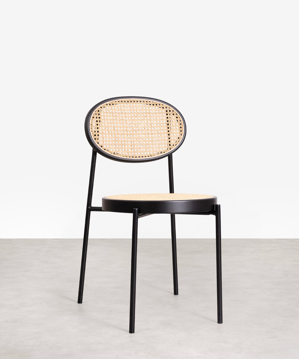 Chaise de salle à manger en rotin et métal Lora
