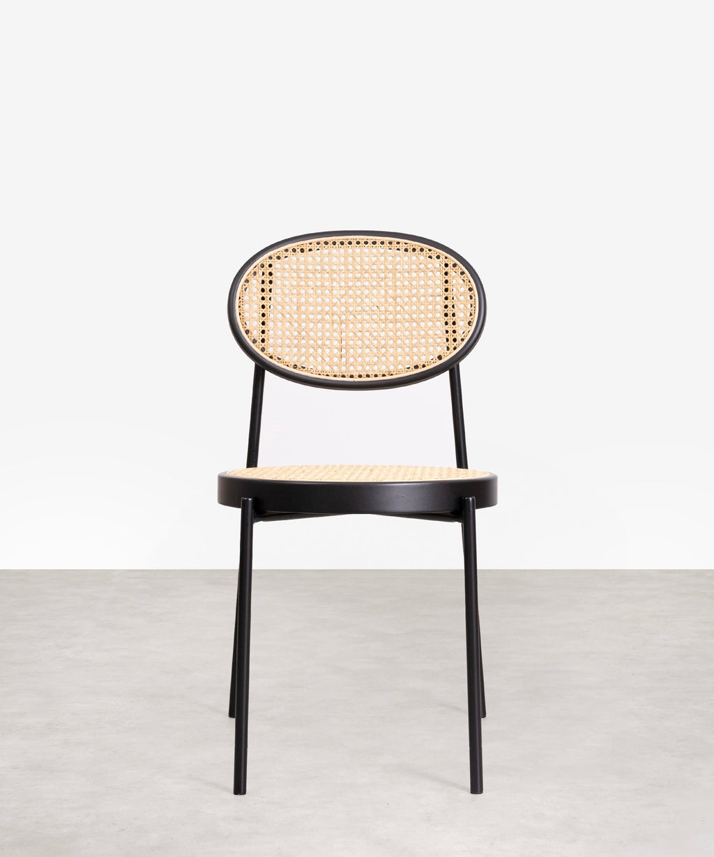 Chaise de salle à manger en rotin et métal Lora