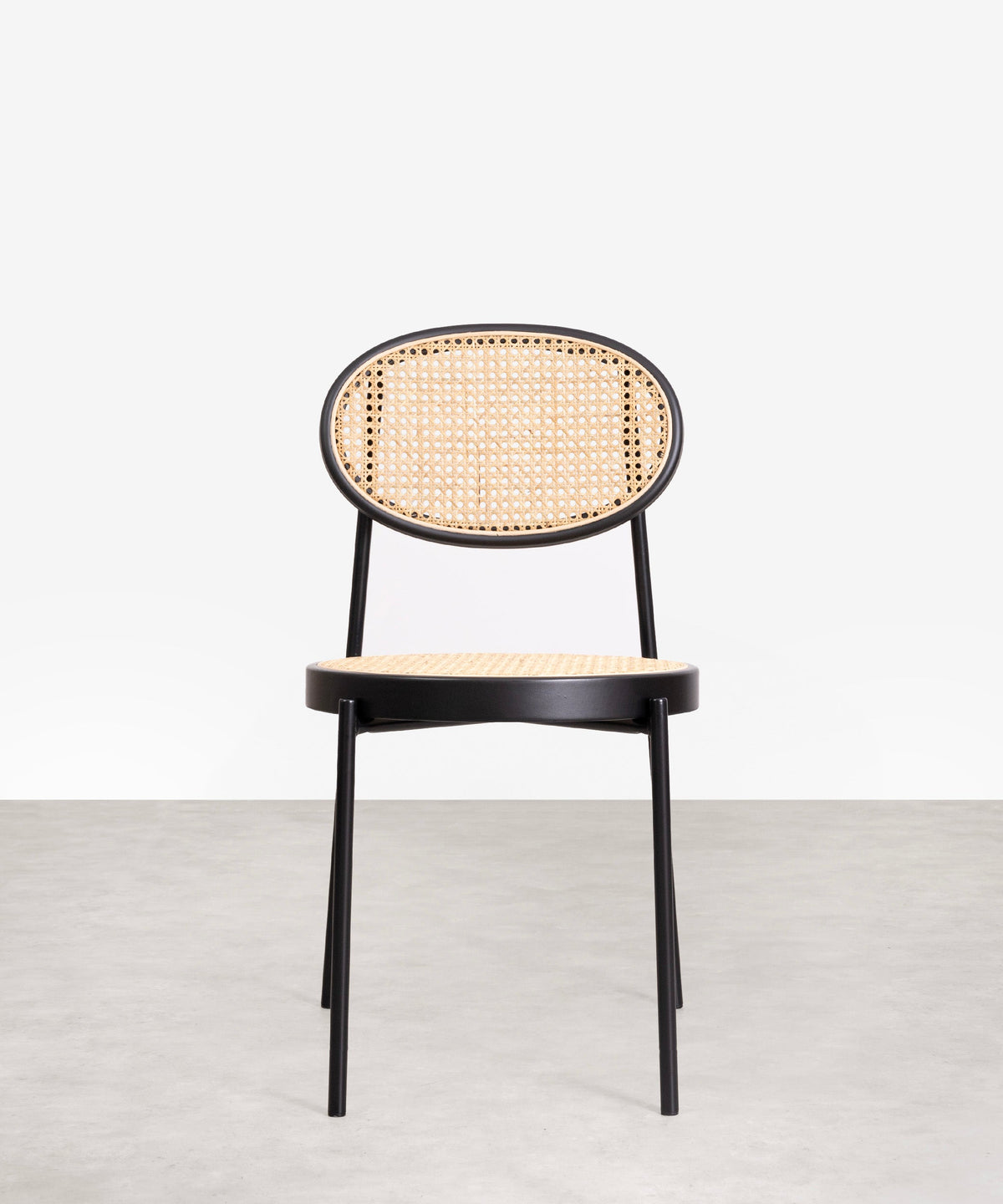 Chaise de salle à manger en rotin et métal Lora